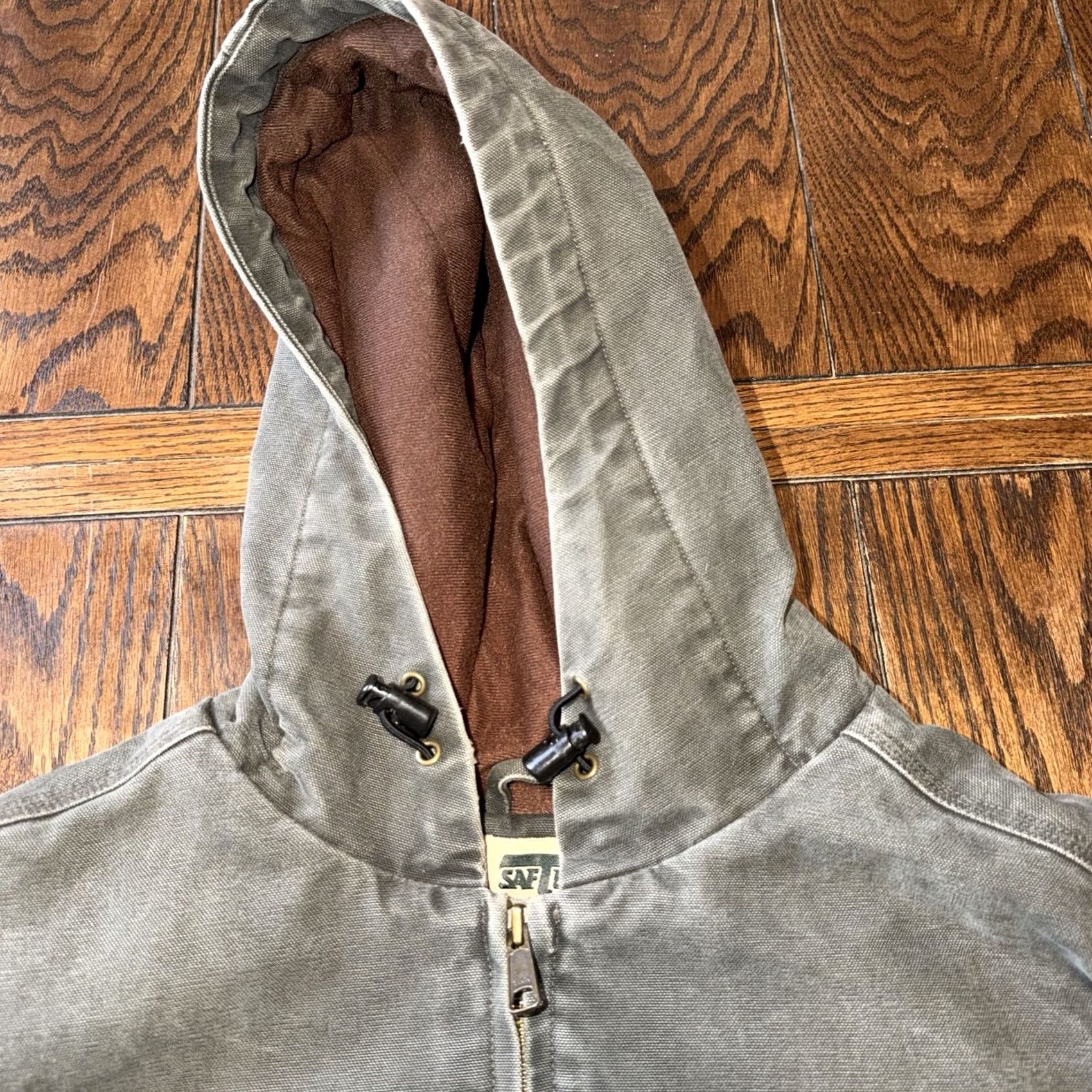SafTbak VINTAGE SafTbak Mens Large Fleece Quilted Lined Hooded Canvas Cotton Barn Jacket Size US L / EU 52-54 / 3 - 3 Thumbnail