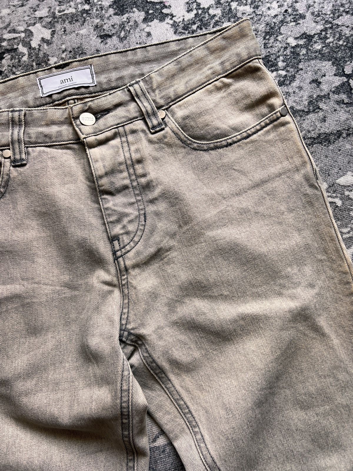 AMI AMI Beige Acid Wash Jeans Size US 32 / EU 48 - 5 Thumbnail