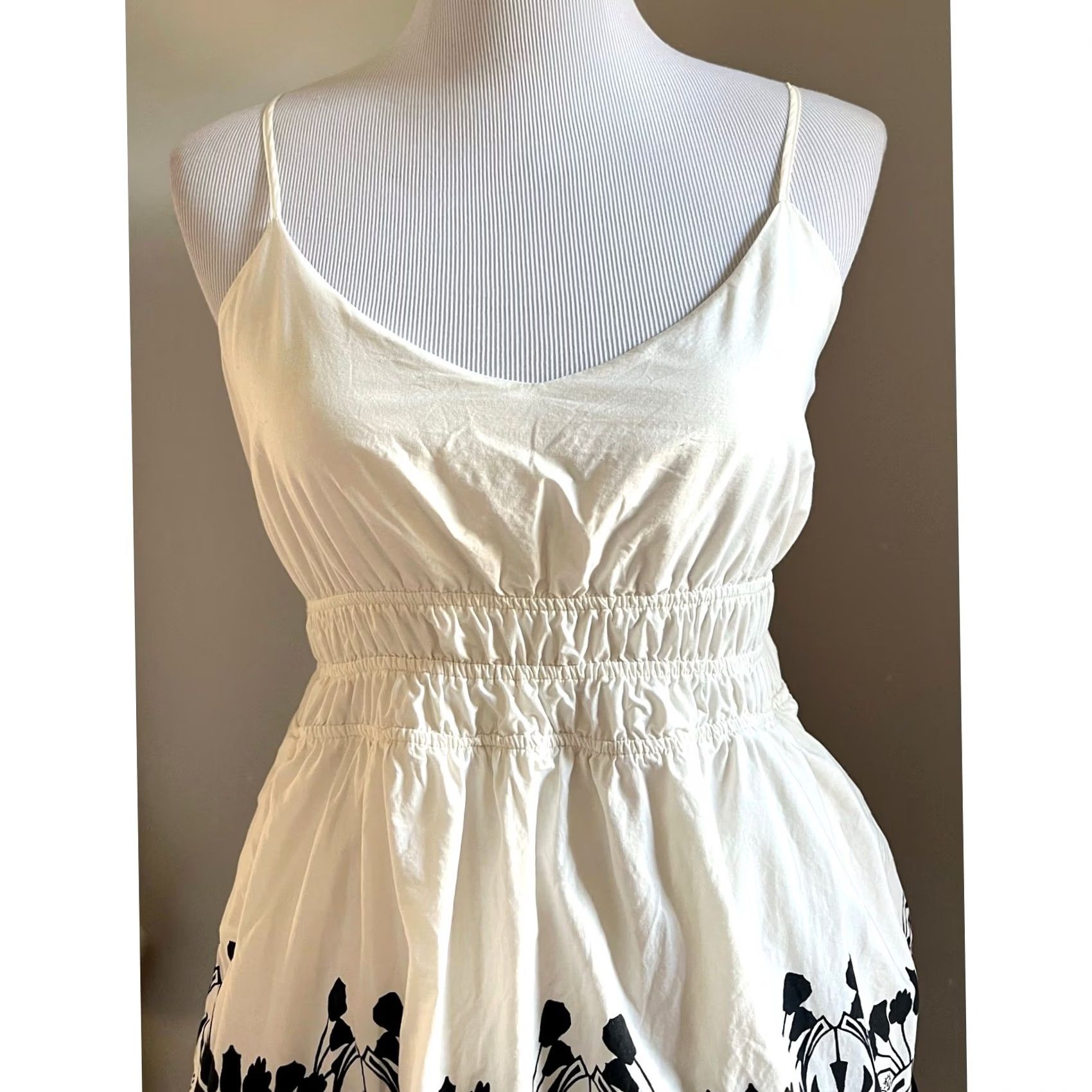 Anthropologie VINTAGE Anthropologie Somerset Strappy Mini Dress Black Ivory Cotton Boho Tiered Sz M Dress Women Mini 26" 16.5" 13" 25" Black Womens Size M / US 6-8 / IT 42-44 - 3 Thumbnail