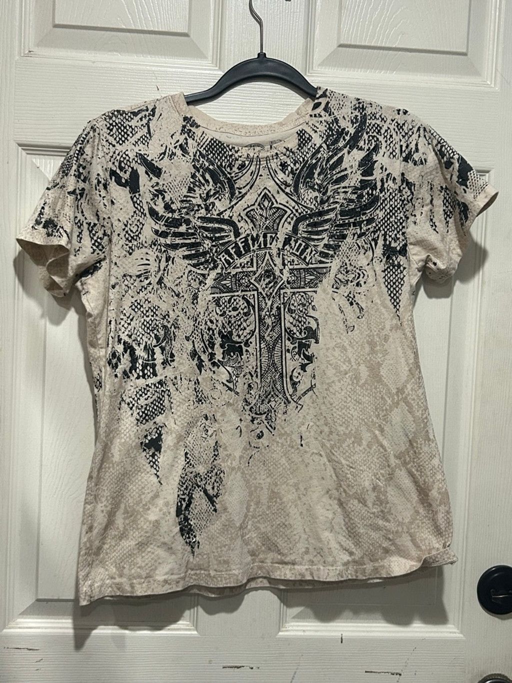 Affliction Affliction Short Sleeve Tee M Beige Black Snake Print Size M / US 6-8 / IT 42-44 - 1 Thumbnail