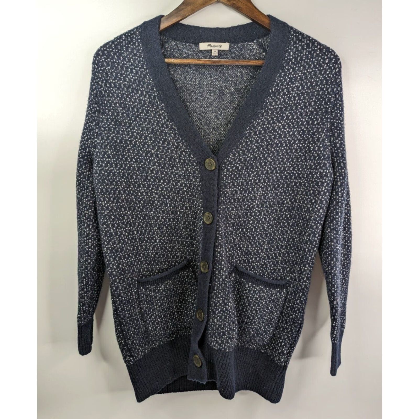 Madewell Madewell Cardigan Women XS Blue Heavyweight Oversized Pockets V-Neck Knit Sweater MPN MA749 Size XS / US 0-2 / IT 36-38 - 2 Thumbnail