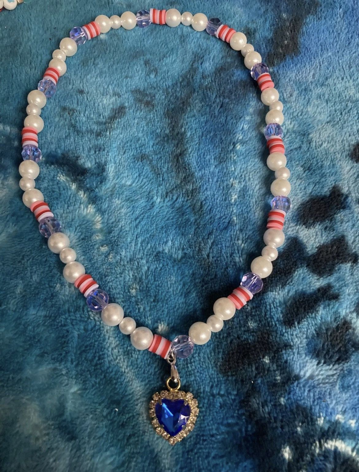 Other Faux pearl , blue an pink heart gemmed necklace Size ONE SIZE - 1 Thumbnail