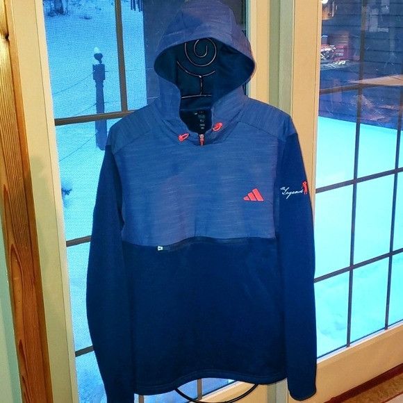Adidas Adidas Textured Anorak Blue 2-Toned Cinched Sz. L Hoodie Size US L / EU 52-54 / 3 - 1 Thumbnail