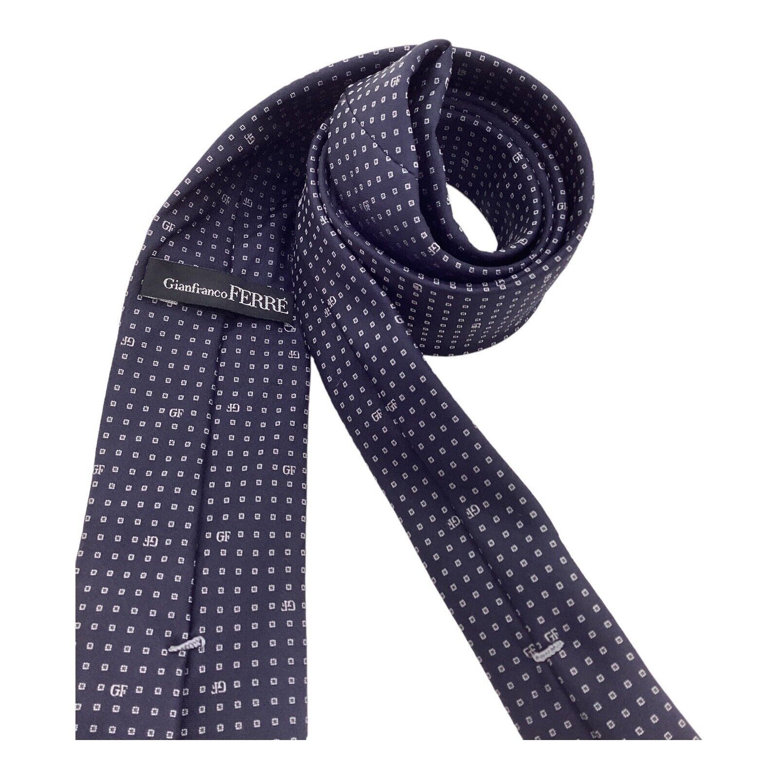Gianfranco Ferre GIANFRANCO FERRÉ Blue Geometric Monogrammed Silk Slim Tie It Size ONE SIZE - 3 Thumbnail