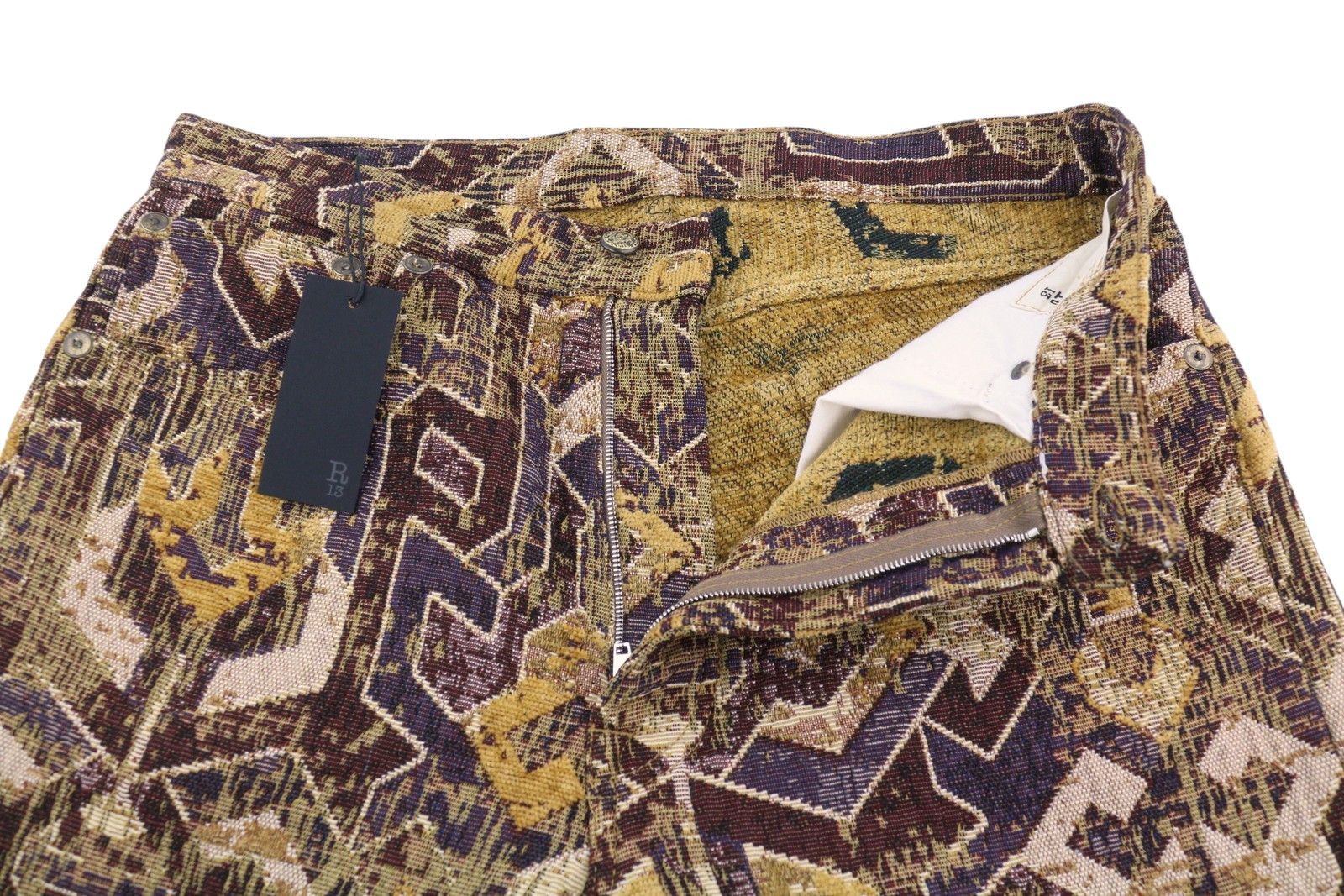 R13 X-BF 29 Geo Brown Jacquard Cropped PS26 88276 Size 29" - 5 Thumbnail