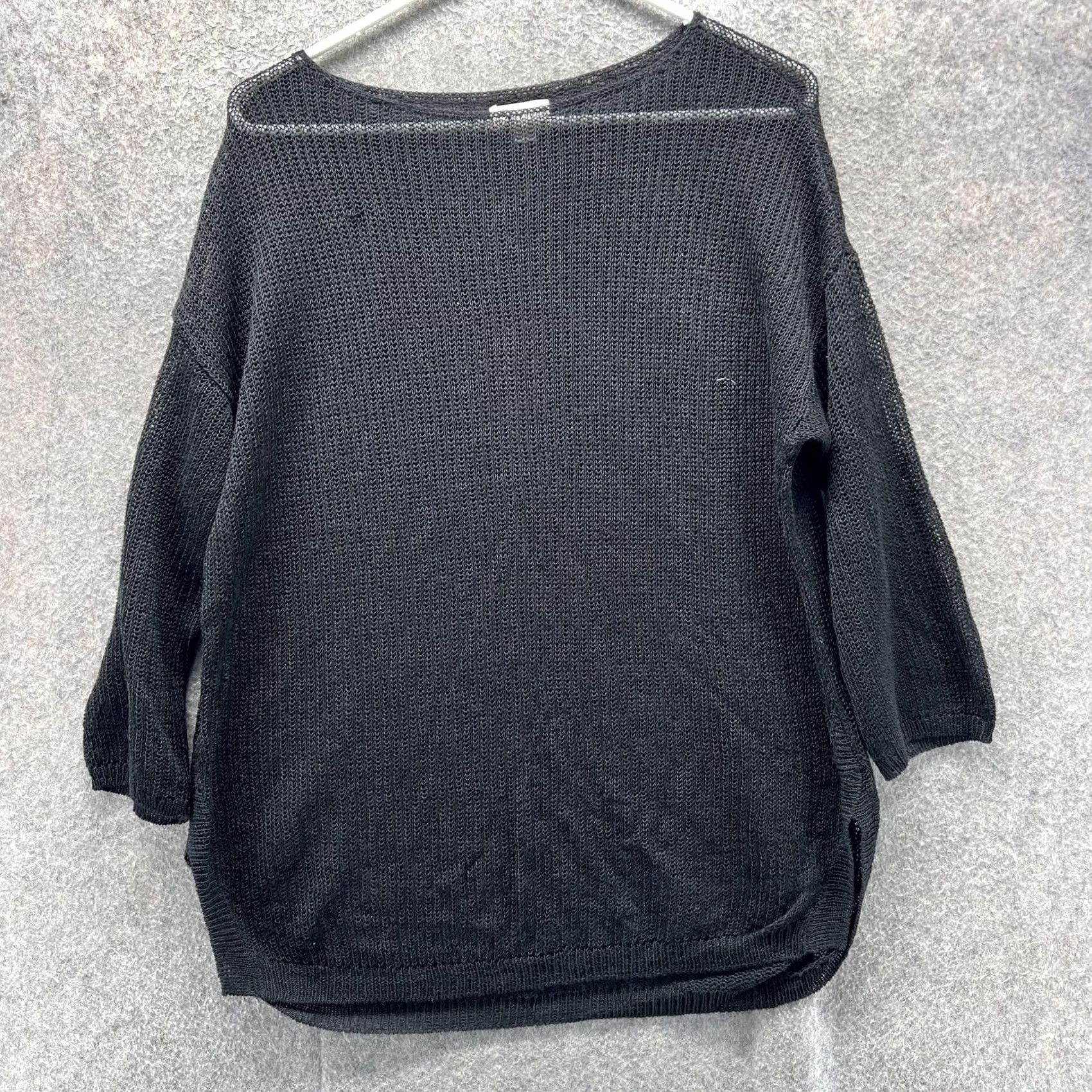J. Jill J. Jill Sweater Womens Medium Black Knit Boat Neck 3/4 Sleeve Lightweight Pullover Knit Shirt Women’s Sweater Size M / US 6-8 / IT 42-44 - 2 Thumbnail