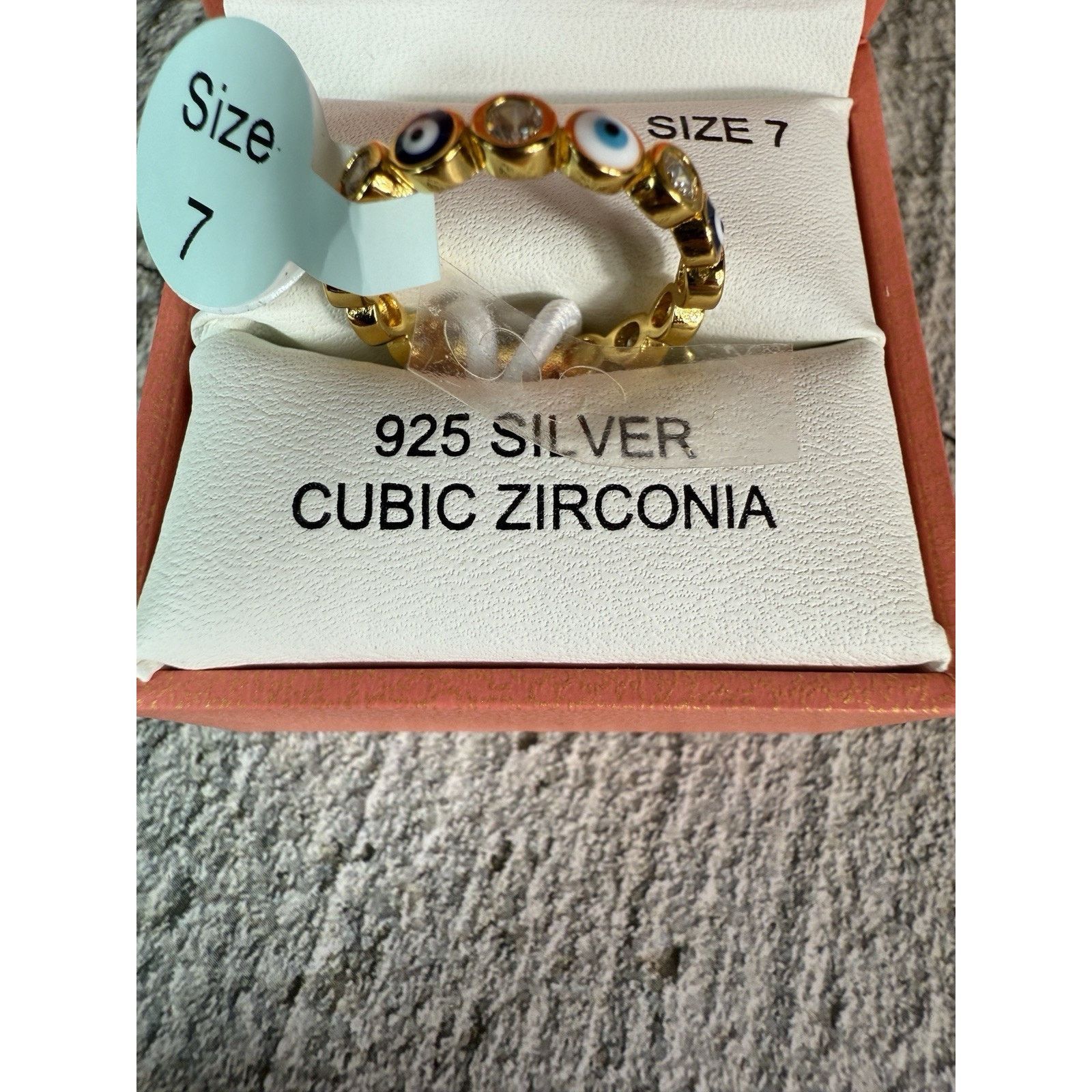Rachel Zoe BOX Rachel Zoe 925 Silver Vermeil CZ Evil Eye Ring-7 Size ONE SIZE - 4 Thumbnail