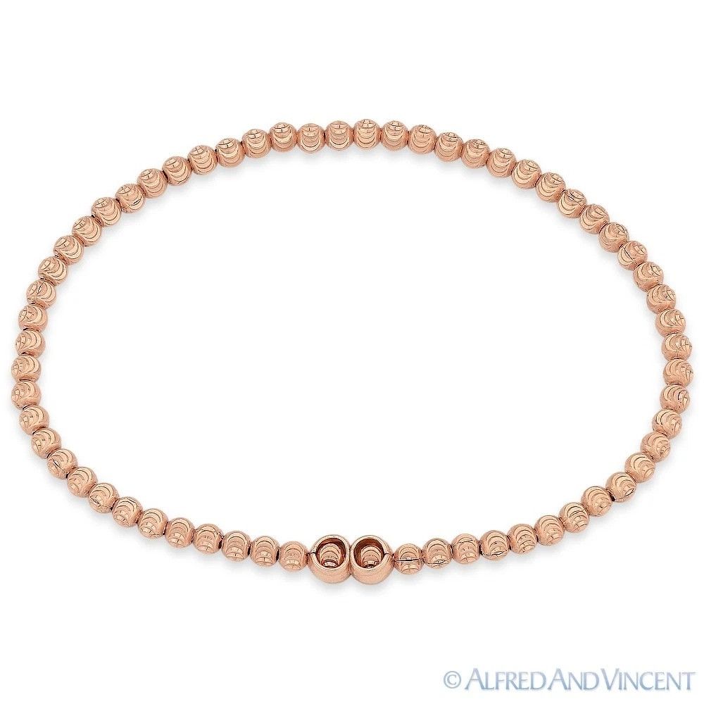 Other 3mm Moon-Cut Ball Bead Italy-Made Stretch Bracelet Size ONE SIZE - 1 Preview