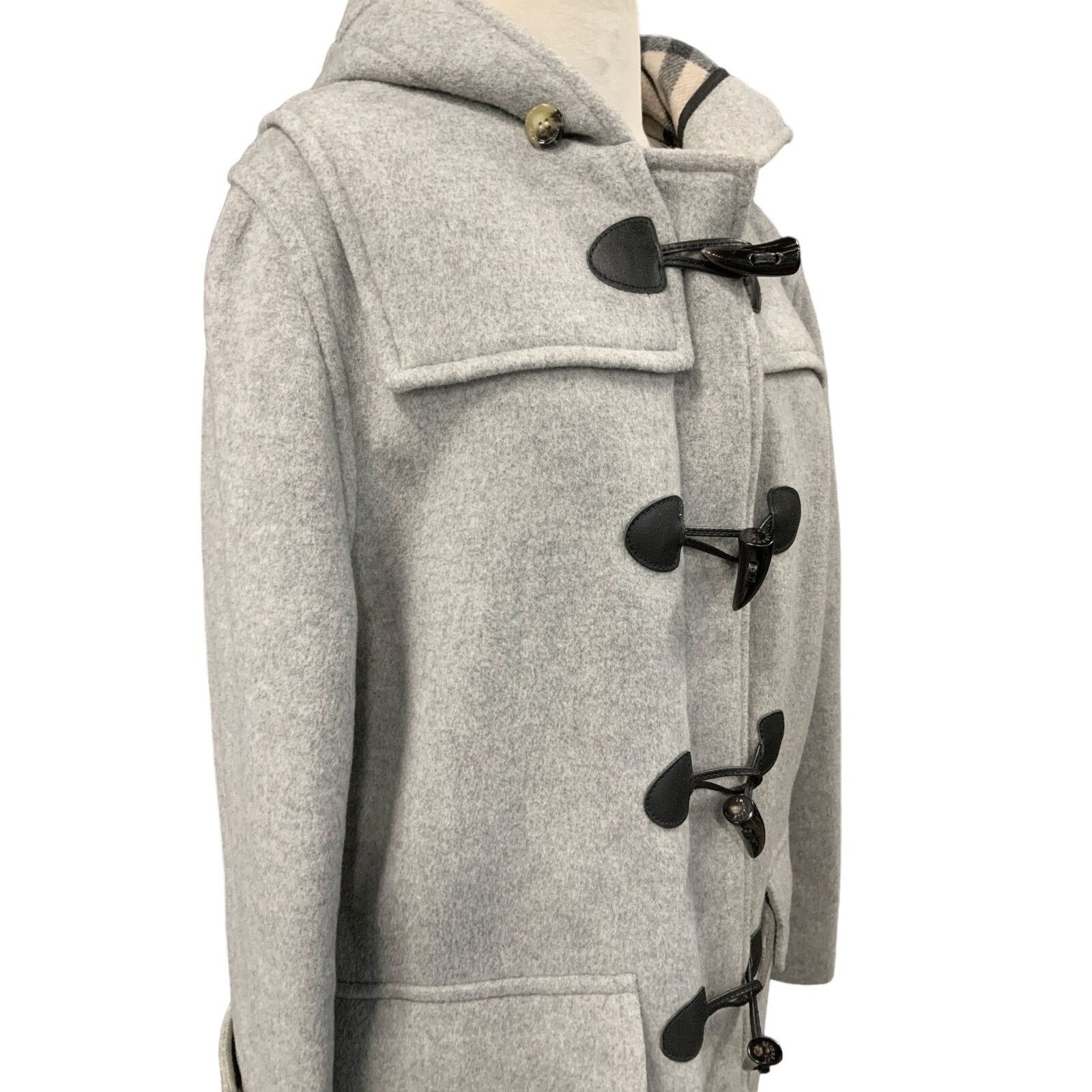 Burberry BURBERRY London Women's Gray Hooded Wool Duffle Coat Sz 14 Size XL / US 12-14 / IT 48-50 - 3 Thumbnail