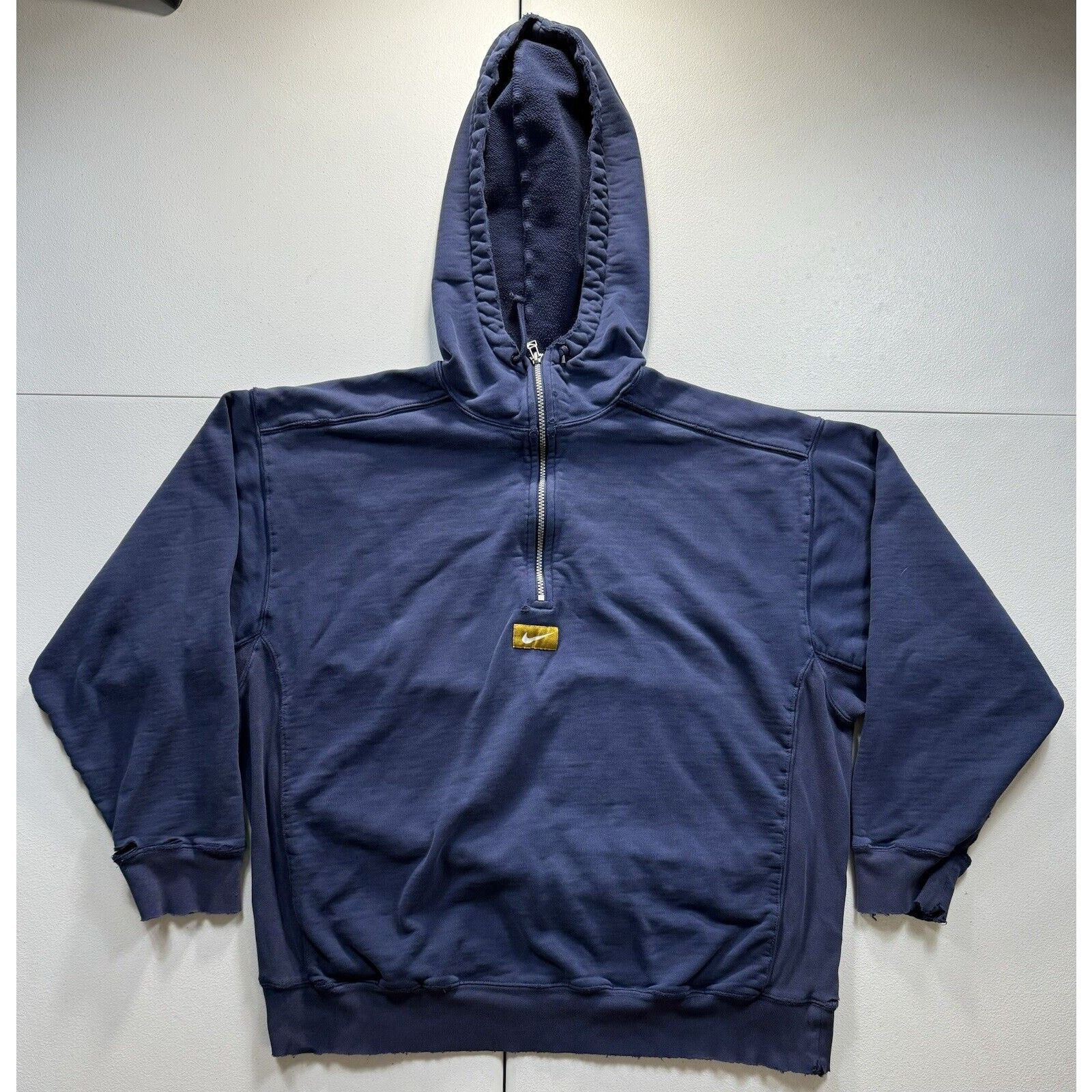 Nike Vintage Nike Center Swoosh 1/4 Zip Hoodie Men’s L Blue 90s Size US L / EU 52-54 / 3 - 1 Thumbnail