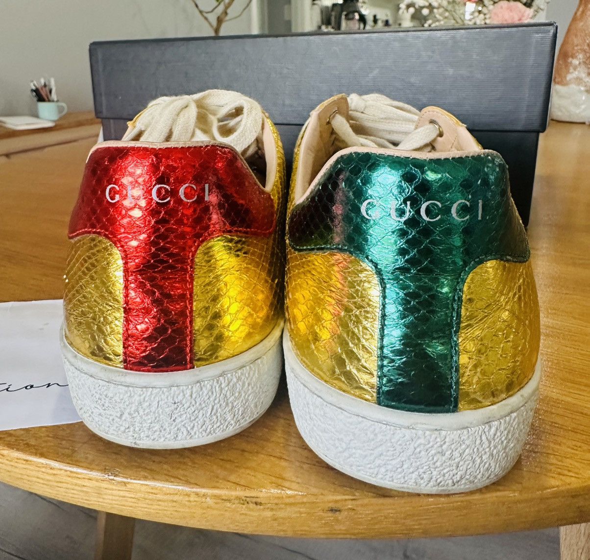 Gucci GUCCI New Ace Metallic Snakeskin Sneakers. Size 8. US 8.5 Size US 8.5 / EU 41-42 - 4 Thumbnail