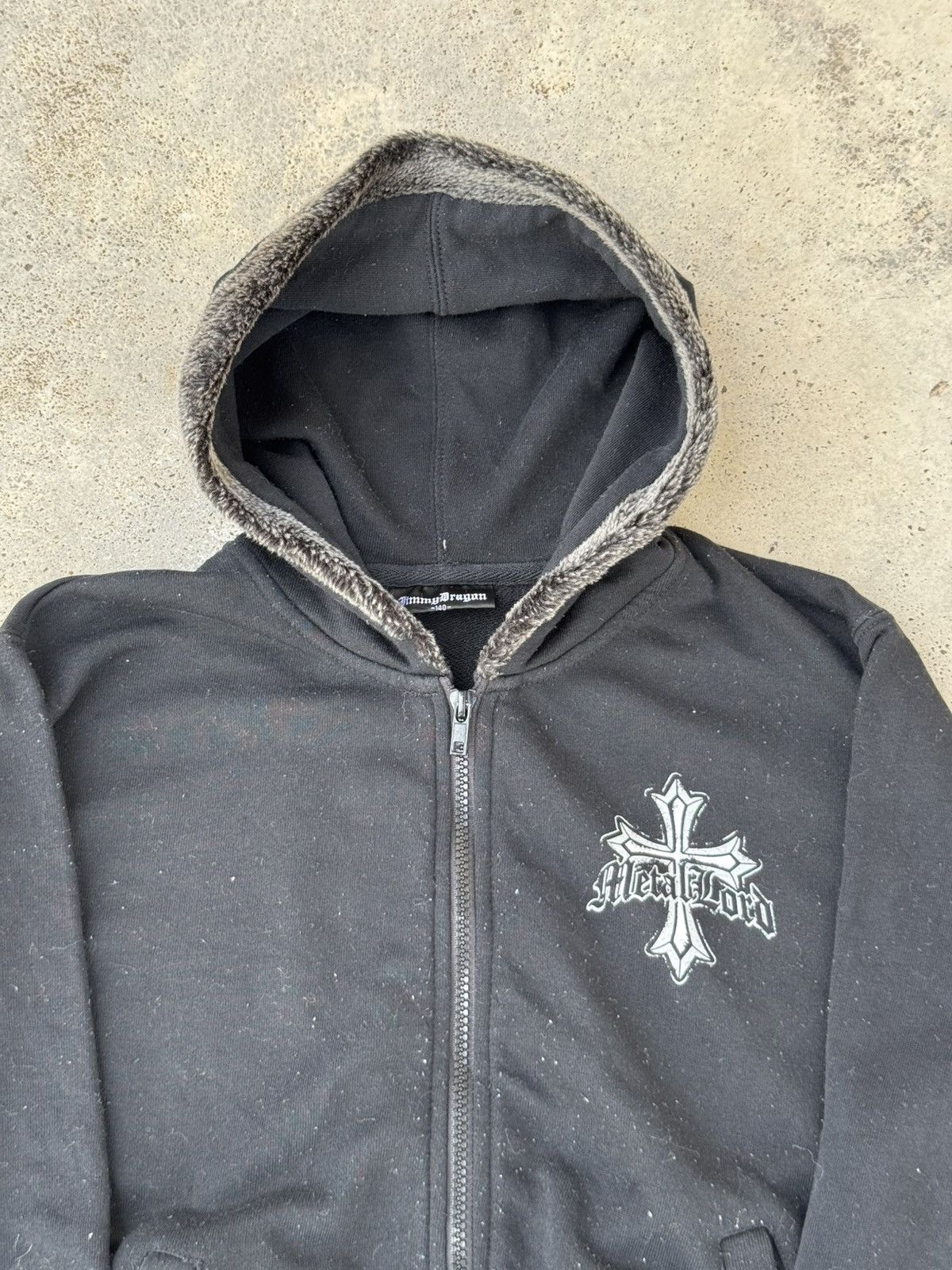 If Six Was Nine Anarchy Metal Lord Punk Cross Fur Zip Up Hoodie Size S / US 4 / IT 40 - 4 Thumbnail