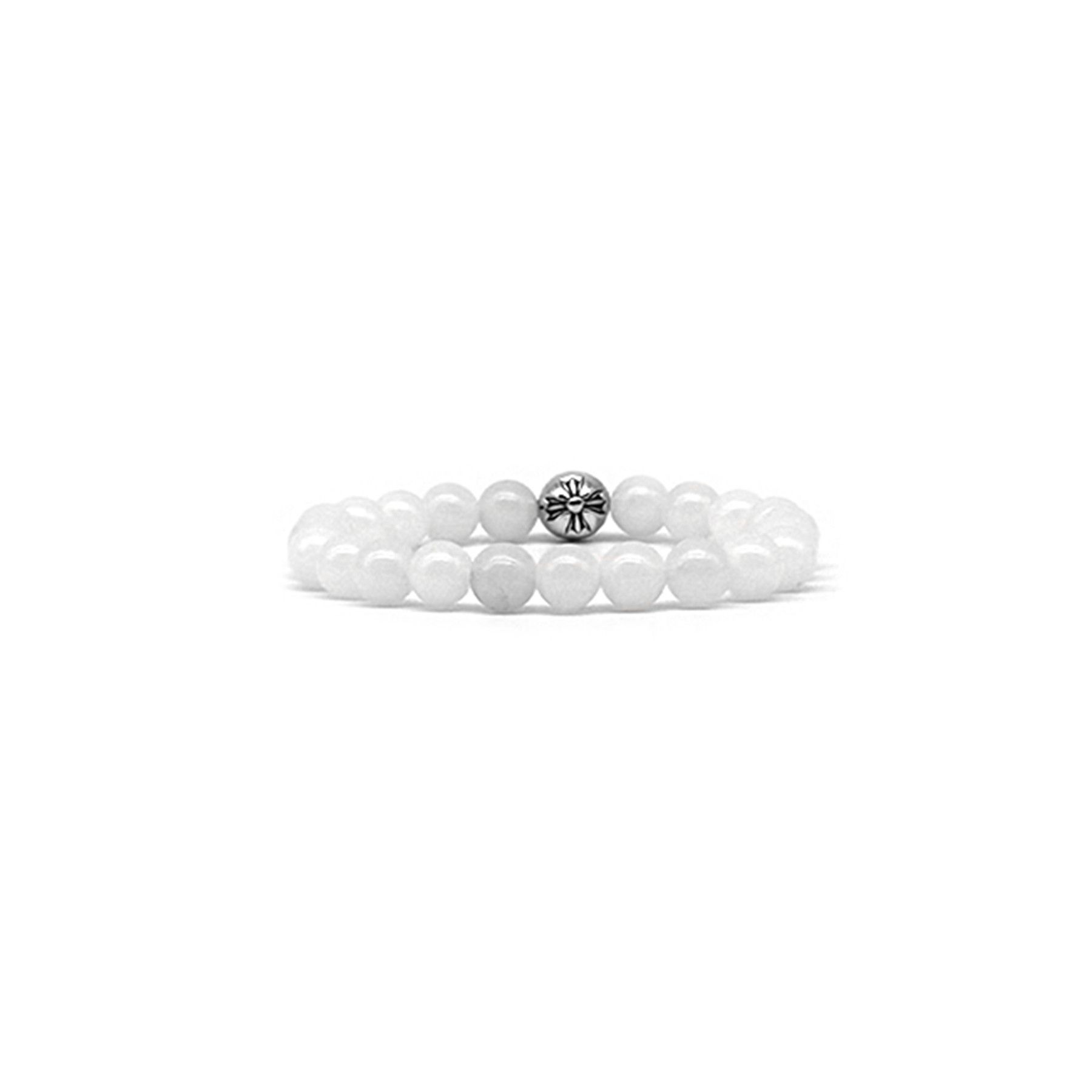 Chrome Hearts Chrome Hearts 8mm Single Silver White Agate Cross Bracelet Size ONE SIZE - 2 Thumbnail