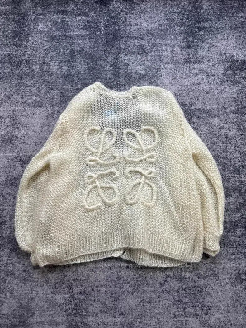 Loewe Loewe Milk White Mohair 3D Logo Open Cardigan Size S / US 4 / IT 40 - 2 Thumbnail