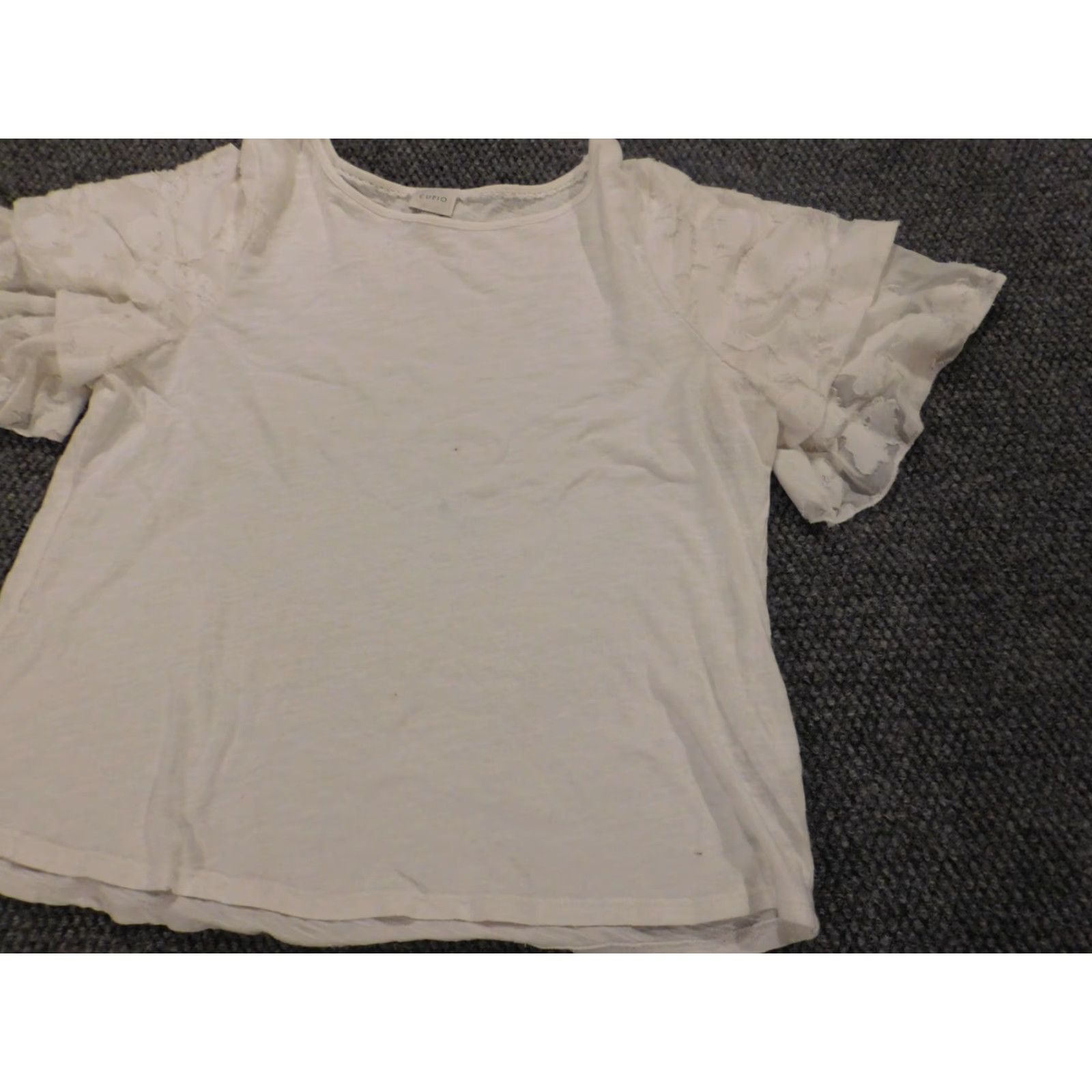 Vintage Cupio Women Blouse Short Sleeve White Crew Neck Pullover Knit 100% Cotton Casual Size L Regular Button Classic/Fitted Stretch Vintage No Women Size L / US 10 / IT 46 - 3 Thumbnail