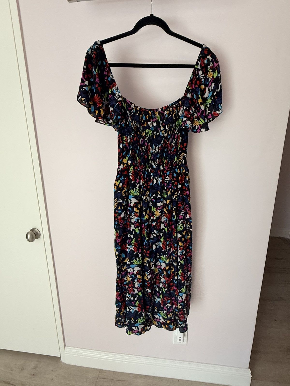 Tanya Taylor TANYA TAYLOR 100% Silk Floral Midi Dress S Smocked Waist Size S / US 4 / IT 40 - 7 Thumbnail