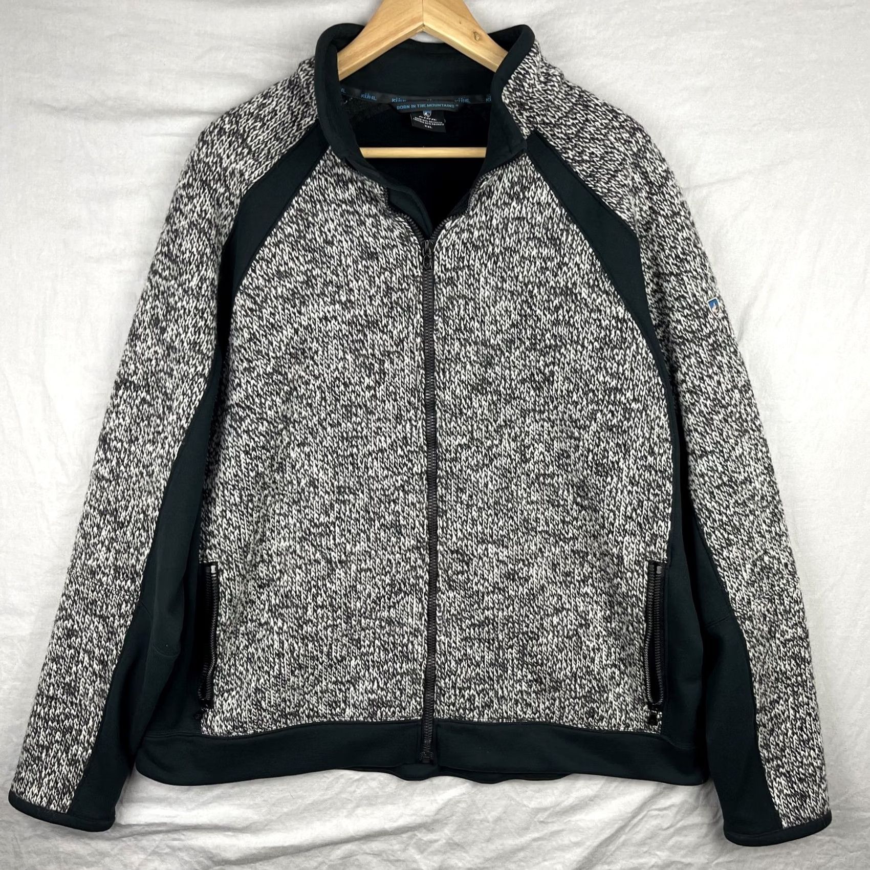 Vintage Kuhl Stout Jacket Mens 2XL Black Wool Knit Zip Up Boxy Size US XXL / EU 58 / 5 - 2 Thumbnail