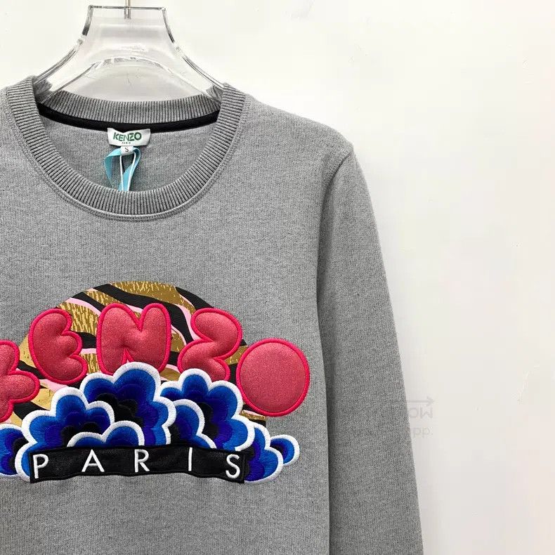 Kenzo Kenzo Gray logo letter embroidery cotton round neck long-s Size S / US 4 / IT 40 - 3 Thumbnail