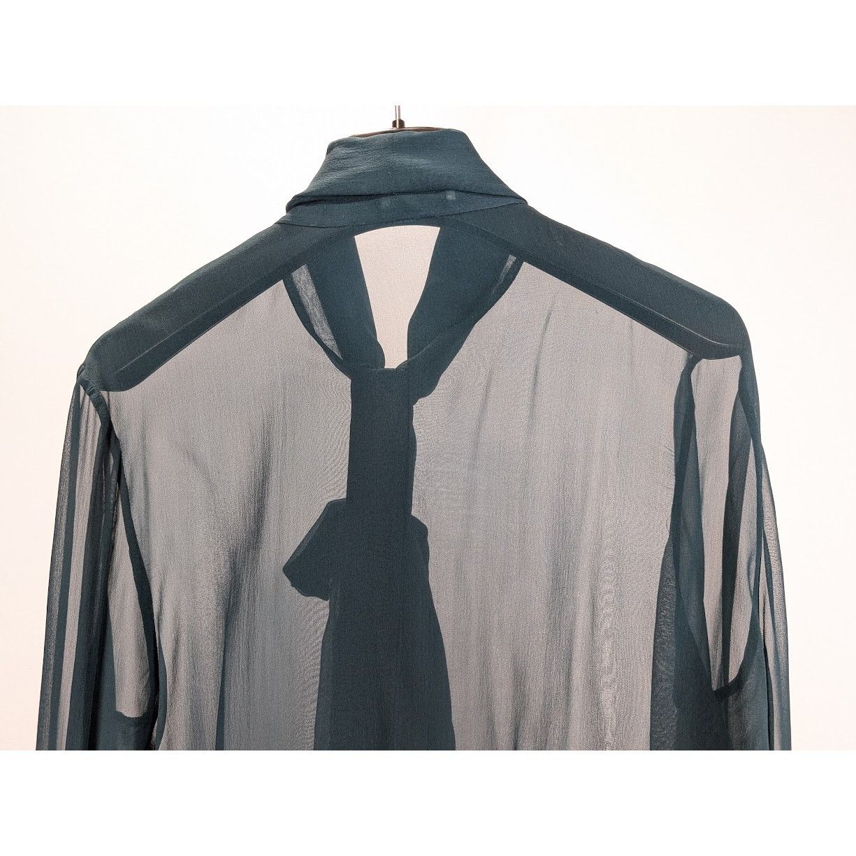 Saint Laurent Paris o1rshd1 Crepee De Soie Blouse in Canard Size M / US 6-8 / IT 42-44 - 10 Thumbnail
