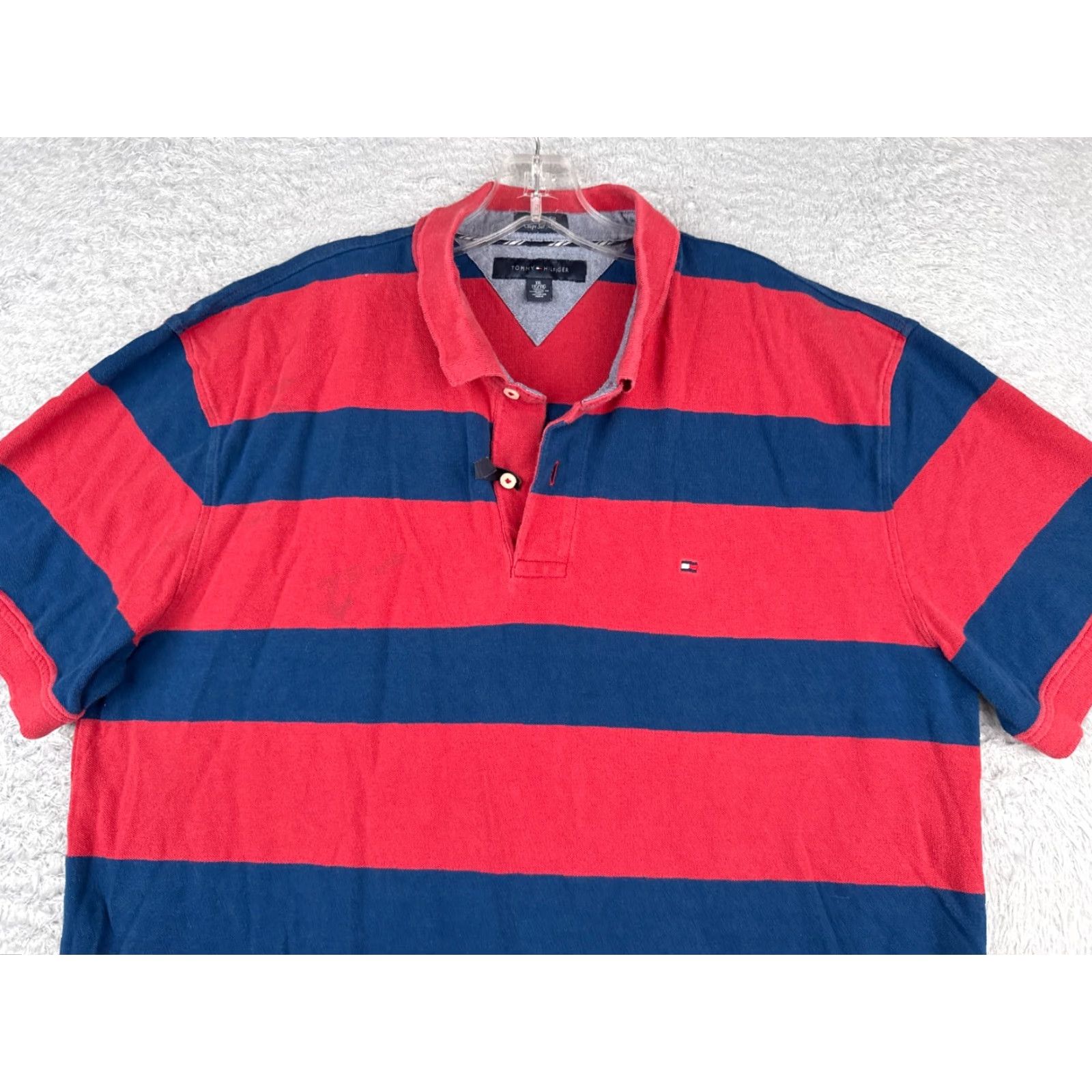 Tommy Hilfiger Tommy Hilfiger Polo Shirt Men 2XL Slim Fit Striped Cotton Blue Red Mens Size US XXL / EU 58 / 5 - 4 Thumbnail