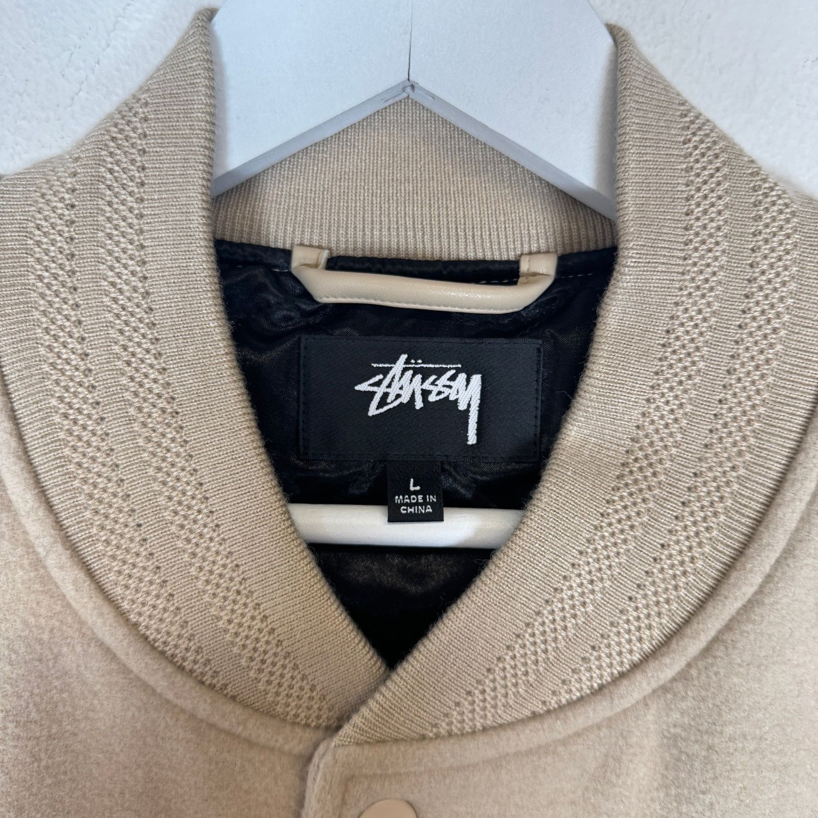 Stussy Stussy Sport Oatmeal Melton Varsity Jacket Size L | Grailed