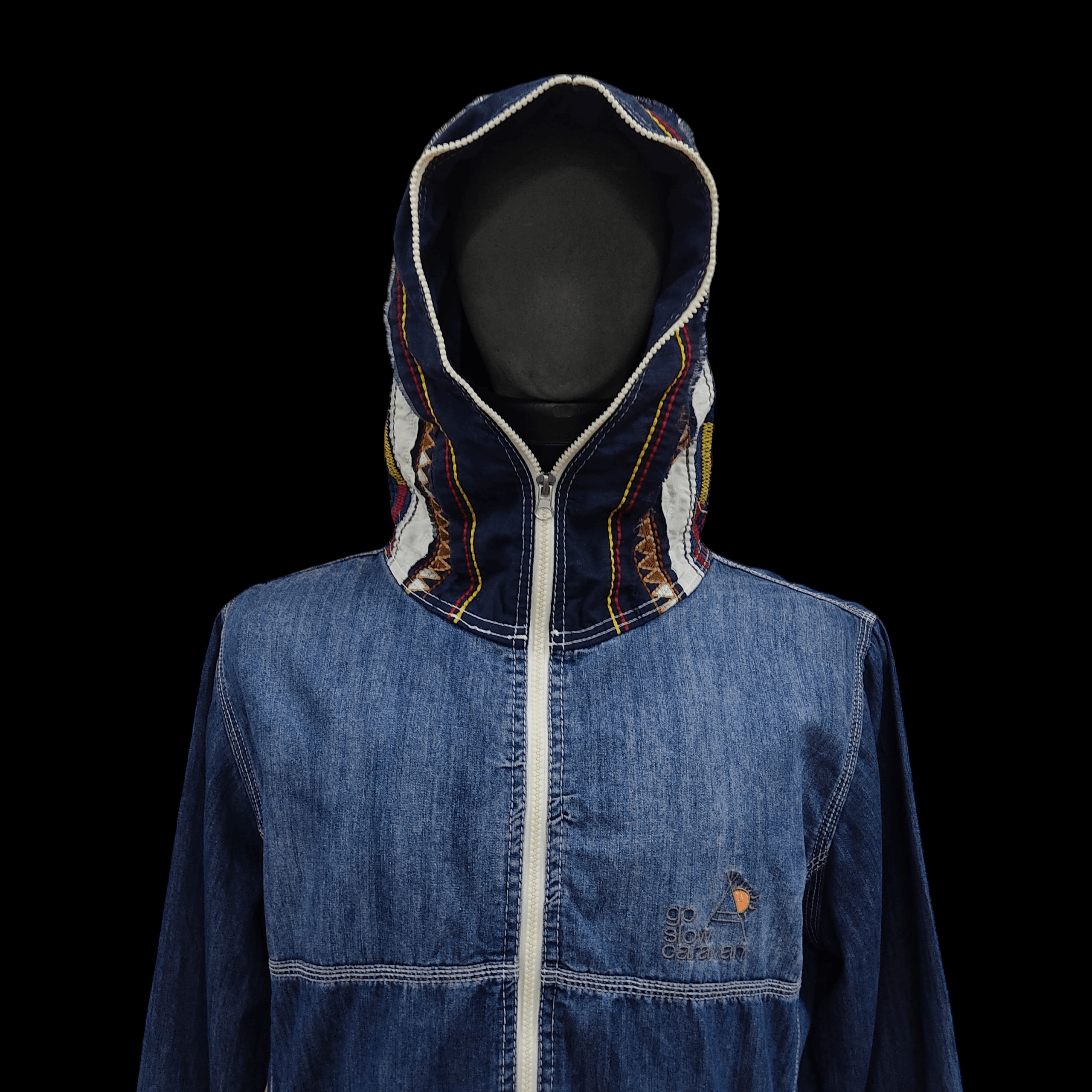 go slow caravan Native Embroidery Denim Mt. Parka Jacket Size US XL / EU 56 / 4 - 2 Thumbnail