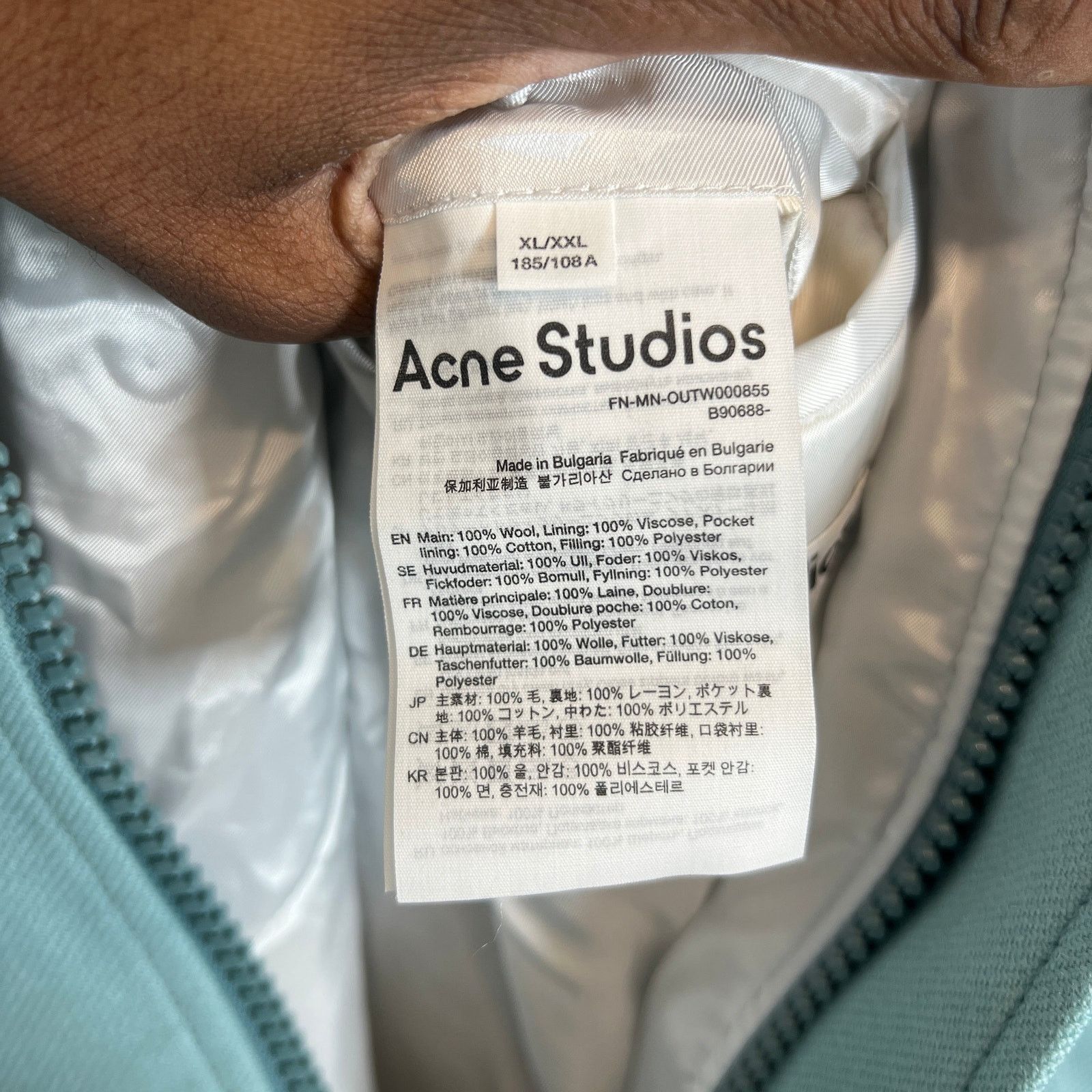 Acne Studios Acne Studios Light Blue Embroidered Logo Bomber Jacket Size US XL / EU 56 / 4 - 3 Thumbnail