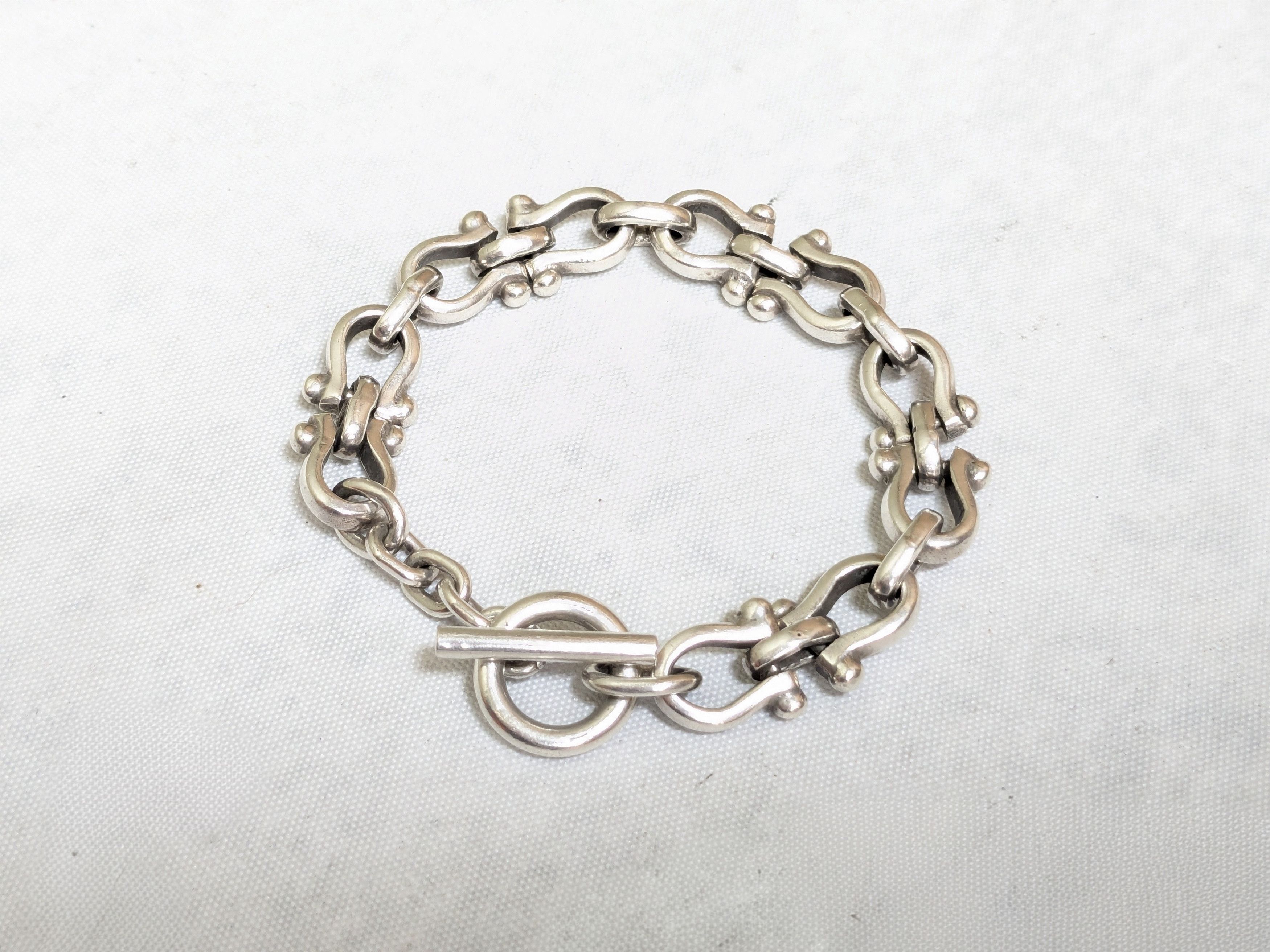 Jewelry Vintage Sterling Silver Equestrian Bracelet 6.75" Stirrup Size 26 - 1 Thumbnail