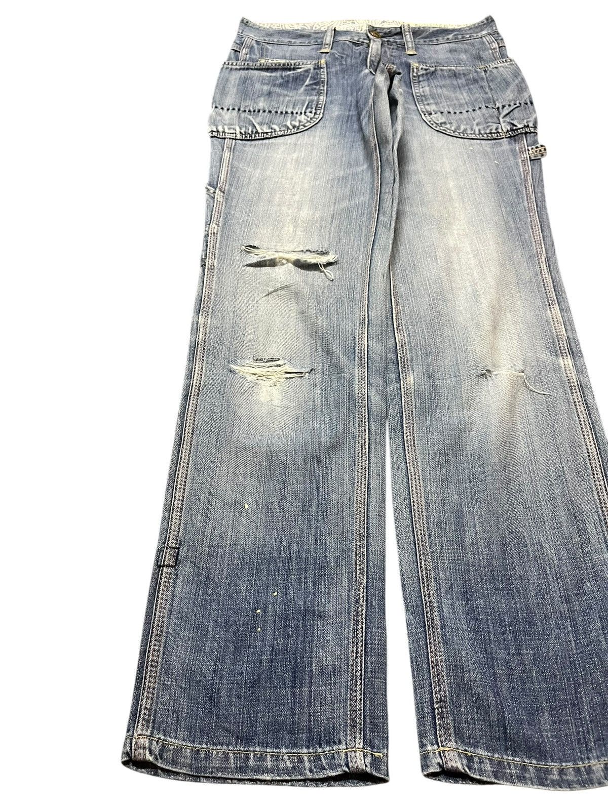 Antigua Vintage Antgauge Cargo Carpenter Distressed Denim Size US 30 / EU 46 - 5 Thumbnail