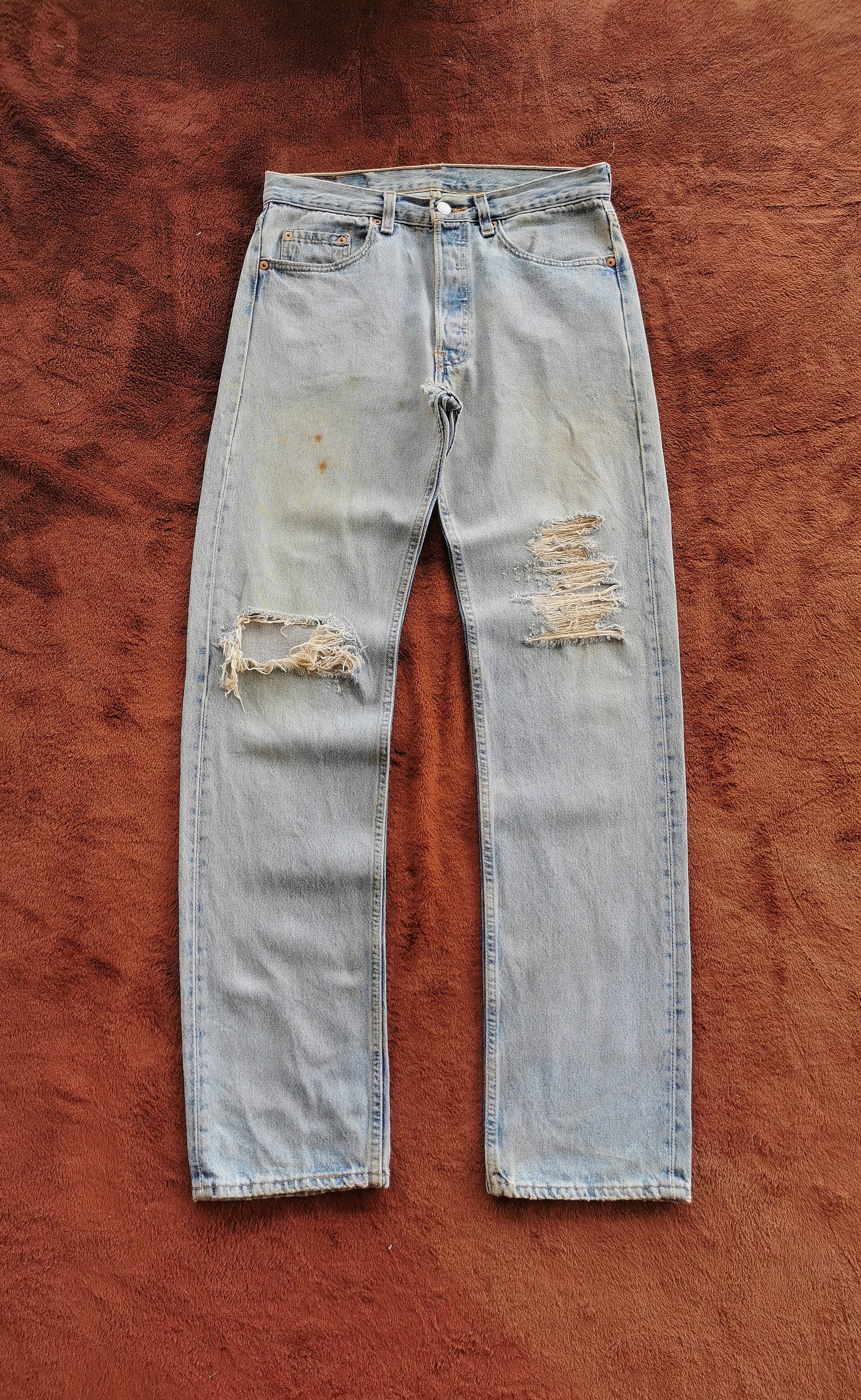 Levi's Vintage Levis 501 Distressed Fuck Dirty Jeans Size US 31 - 1 Thumbnail
