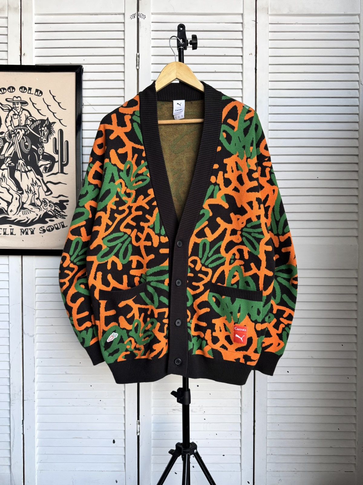 Carrots by Anwar Carrots Puma x Carrots Cardigan Knit Sweater Graphic Orange Pattern Size US M / EU 48-50 / 2 - 4 Thumbnail