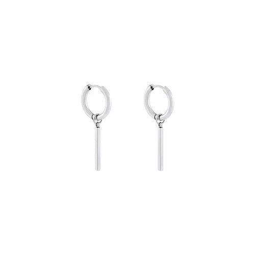 Jewelry Minimalist Silver Earrings – Circle & Bar Pendant Size ONE SIZE - 5 Thumbnail