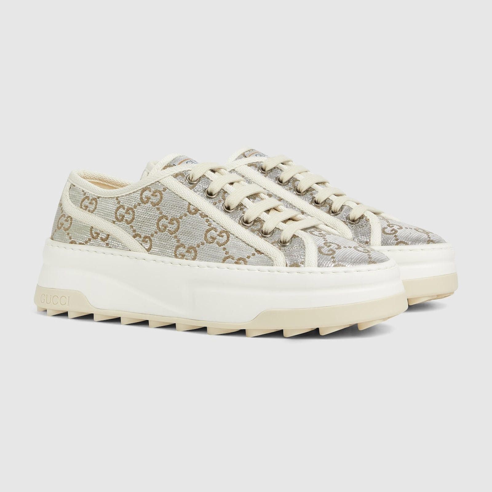 Gucci Gucci Metallic silver GG Sneakers SIZE 38 Size US 8 / IT 38 - 2 Thumbnail