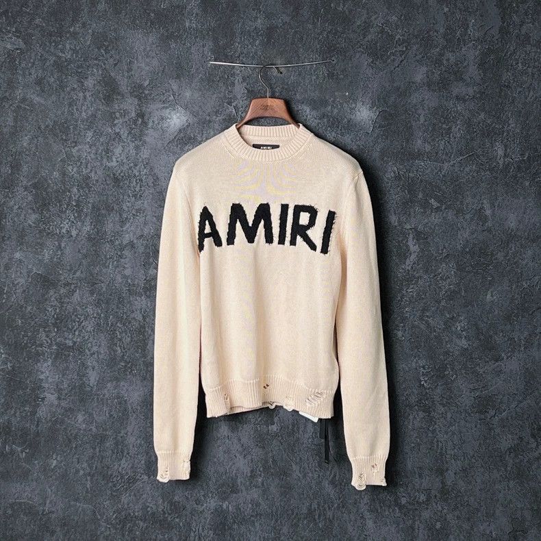 Amiri AmiriBeige letter embroidered round-neck sweater 2503-Nexta Size US S / EU 44-46 / 1 - 1 Thumbnail