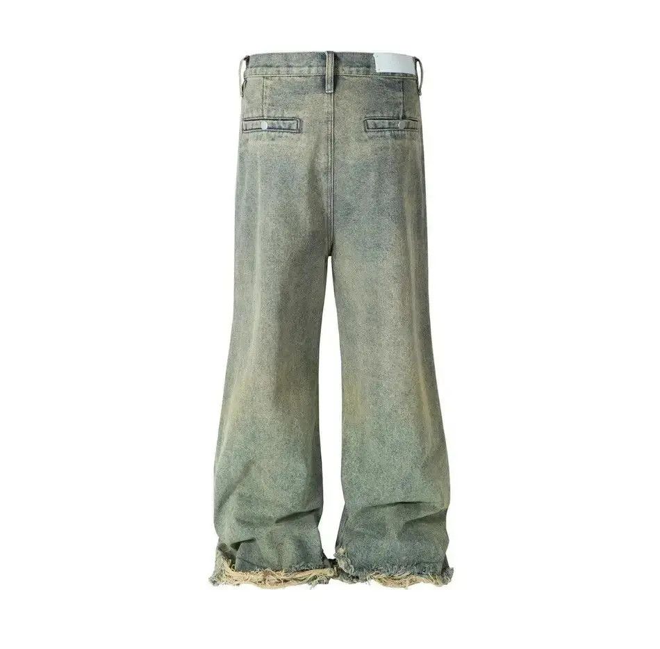 Japanese Brand Rusty Yellow Green Baggy Washed Blue Jeans Size US 32 / EU 48 - 3 Thumbnail