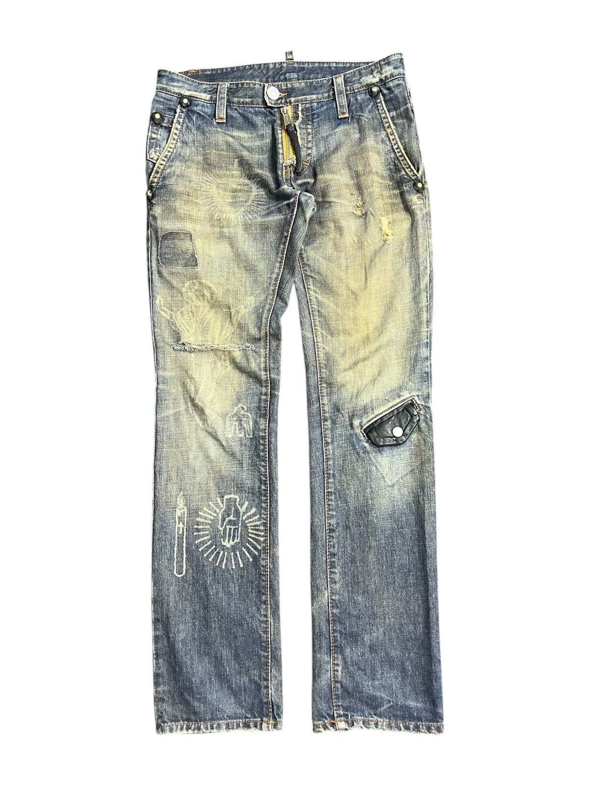 Dsquared2 05 Dsquared2 mudwash hope buckle back distressed jeans Size US 31 - 1 Thumbnail