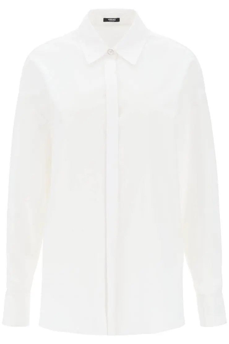 image of Versace O1S22I1N0324 Oversized Shirt In White, Women's (Size Small)