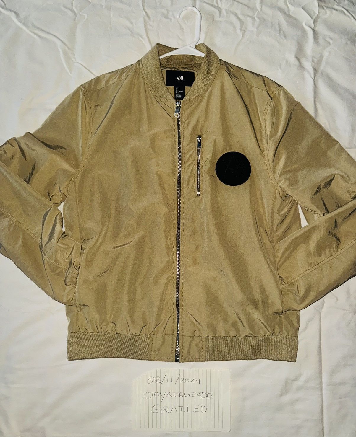 image of H&mxo Bomber Jacket in Beige, Men's (Size Medium)