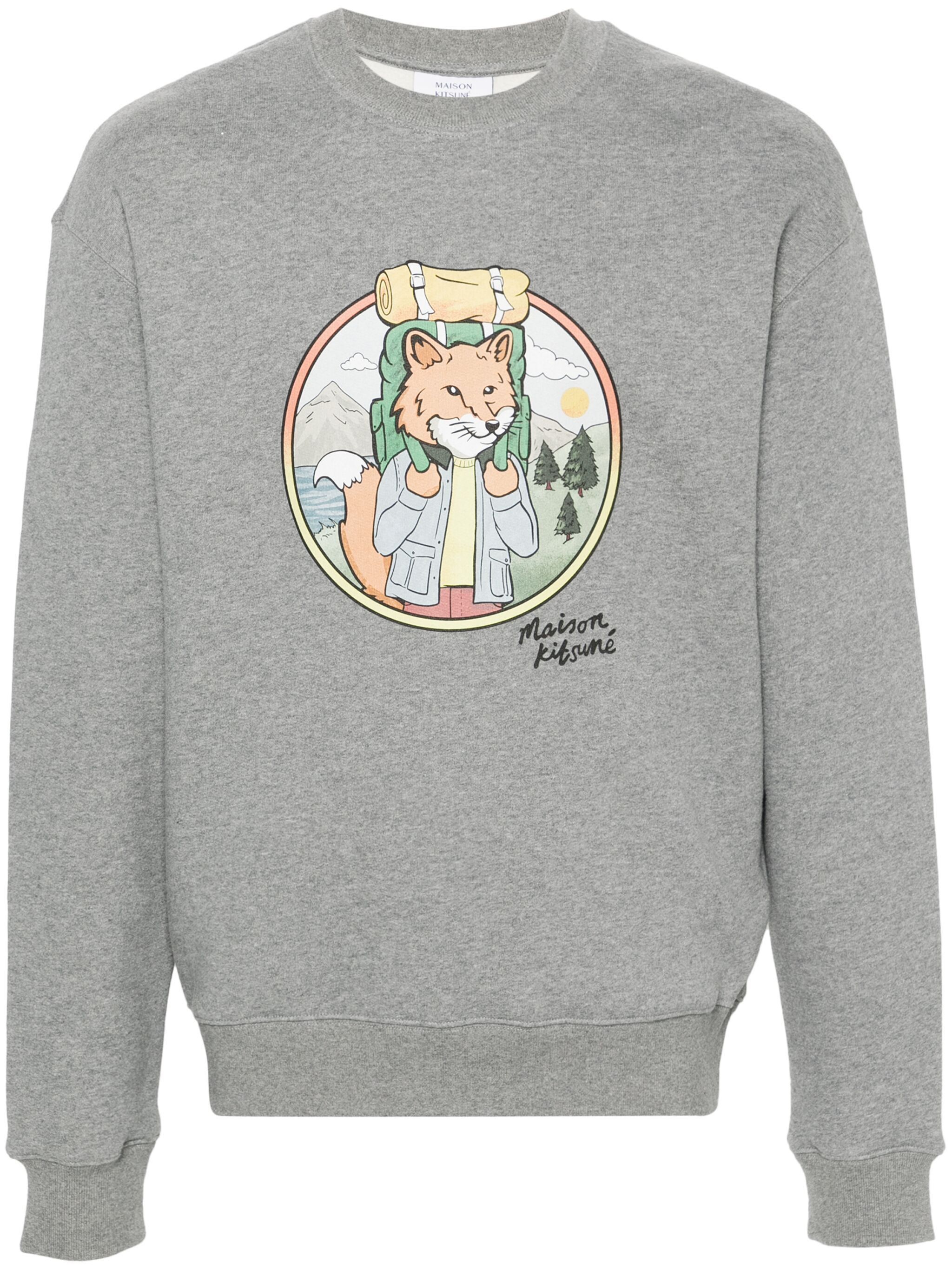 Maison Kitsune o1s22i1n1124 Rambling Fox Print Sweatshirt in Grey Size US S / EU 44-46 / 1 - 1 Thumbnail