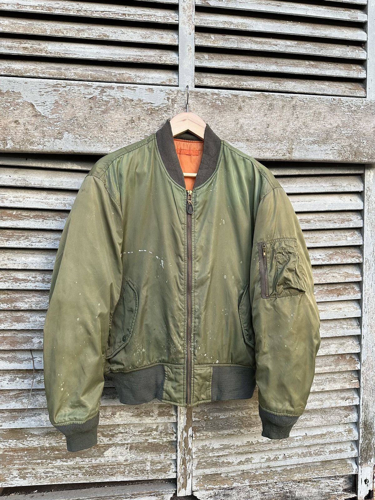 Vintage 🪖Vintage MA-1 Paint Splatter Man Intermediate Bomber Jacket Size US M / EU 48-50 / 2 - 1 Thumbnail