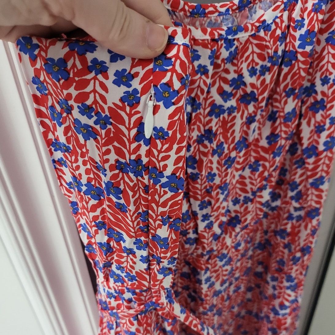 J.Crew J. Crew Ruffle Midi Dress -Curved Hem-Boho Red Sail Blue -16 Size XXL / US 16-18 / IT 52-54 - 3 Thumbnail