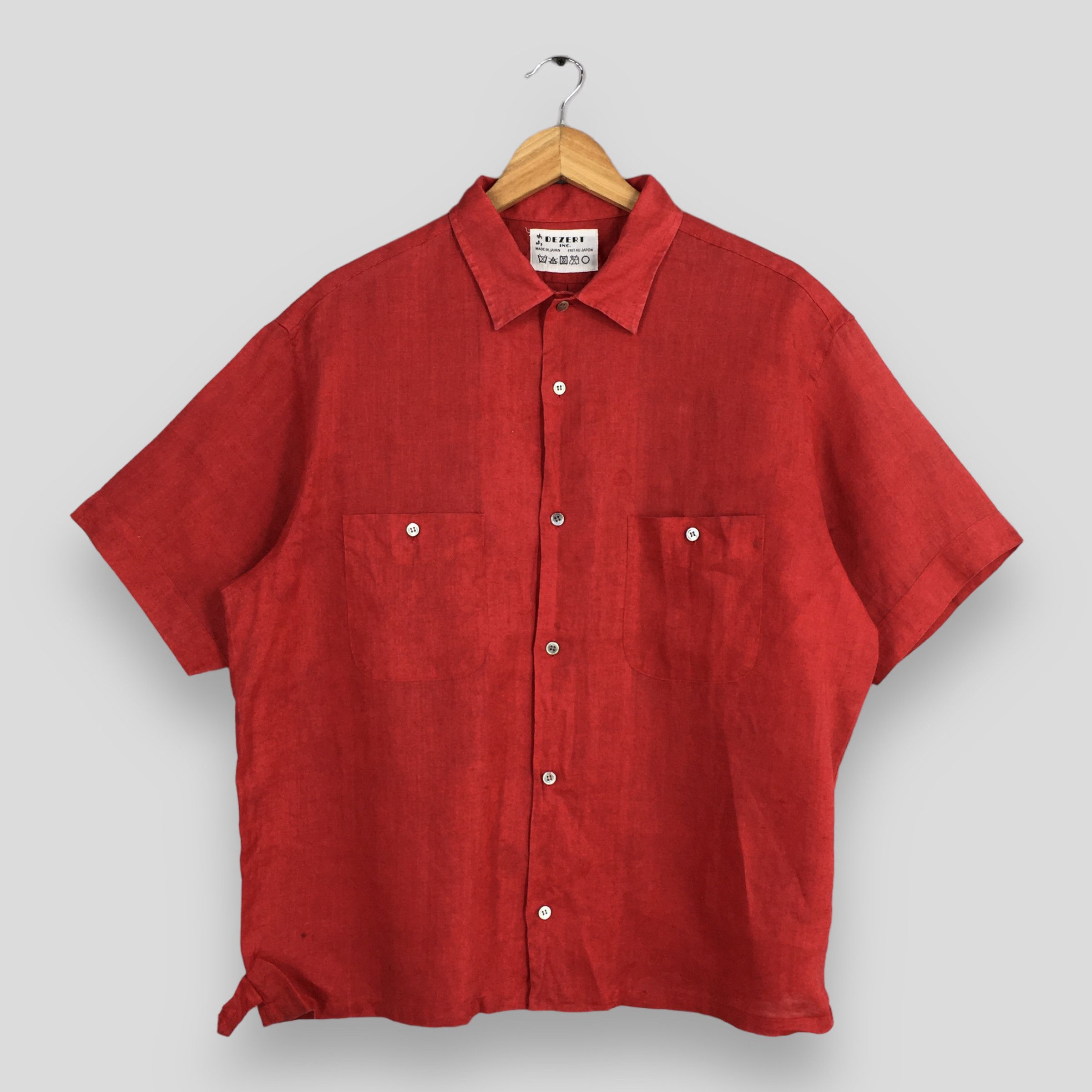 image of If Six Was Nine x Matsuda Vintage Dezert Made In Japan Linen Work Shirt Xlarge in Red, Men's