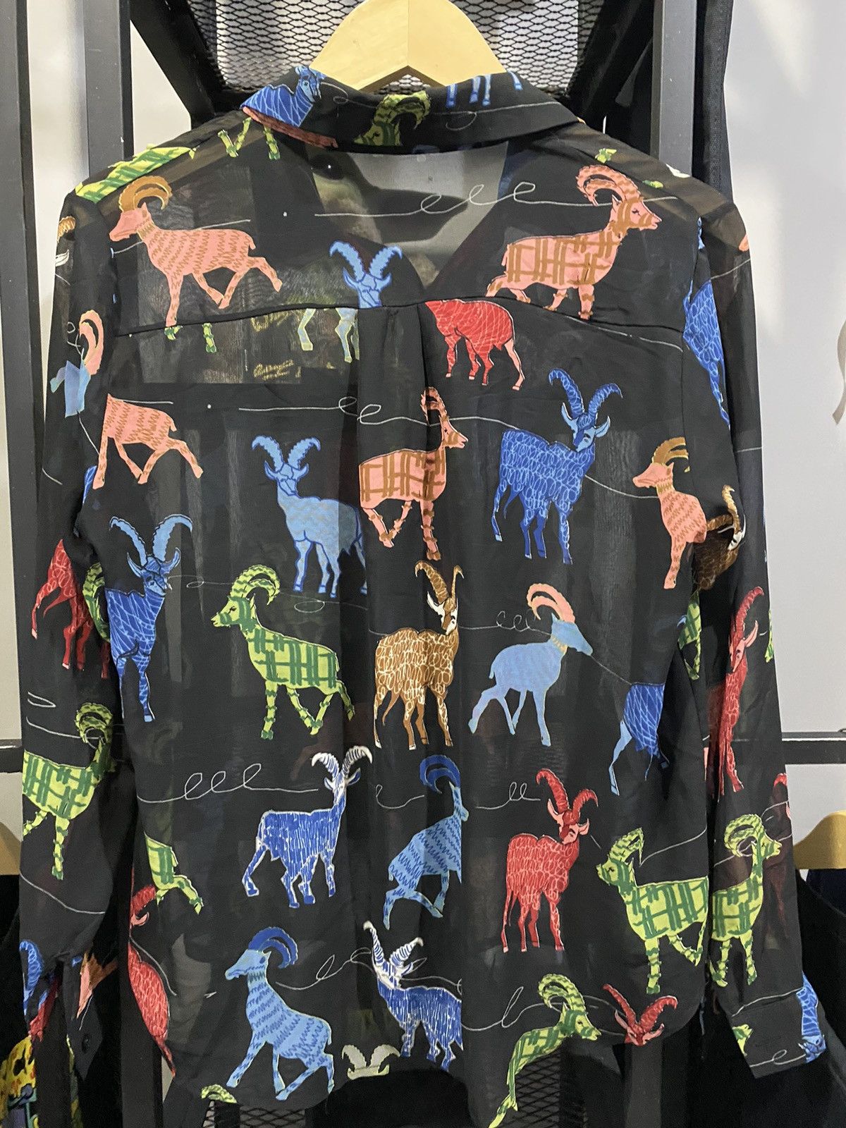 Japanese Brand Torah Goat Art Print Top Transparent Sheer Blouse All Over Size M / US 6-8 / IT 42-44 - 9 Thumbnail