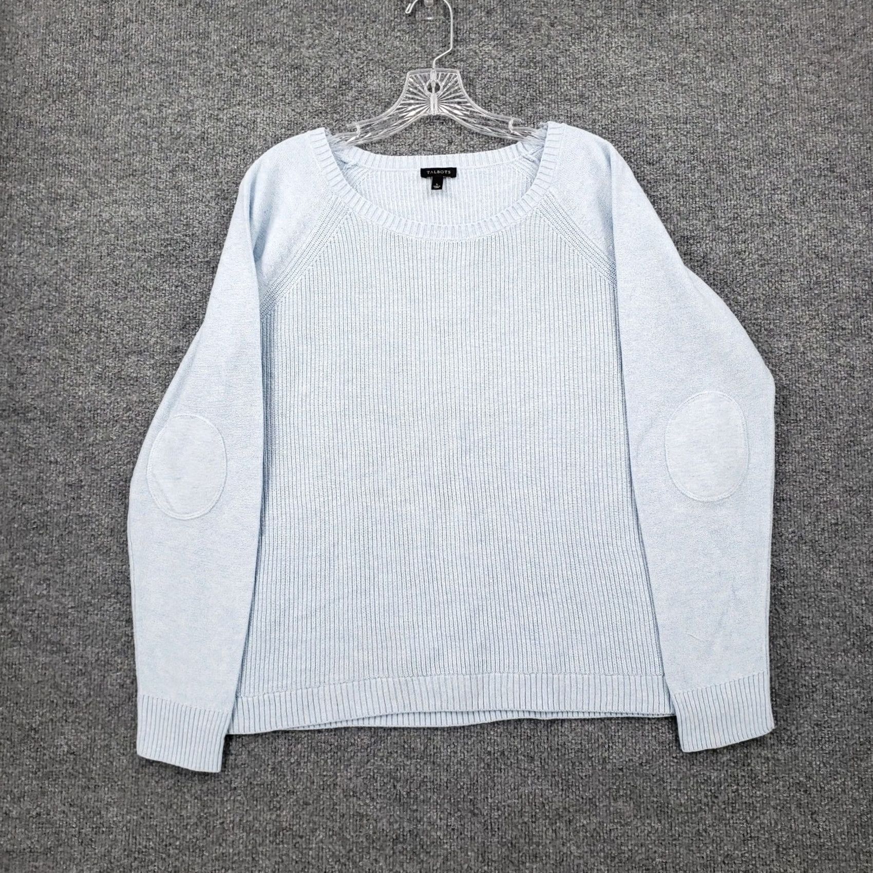 Talbots Talbots Sweater Womens L Large Blue Pullover Long Sleeve Round Neck Elbow Patch Size L / US 10 / IT 46 - 2 Thumbnail