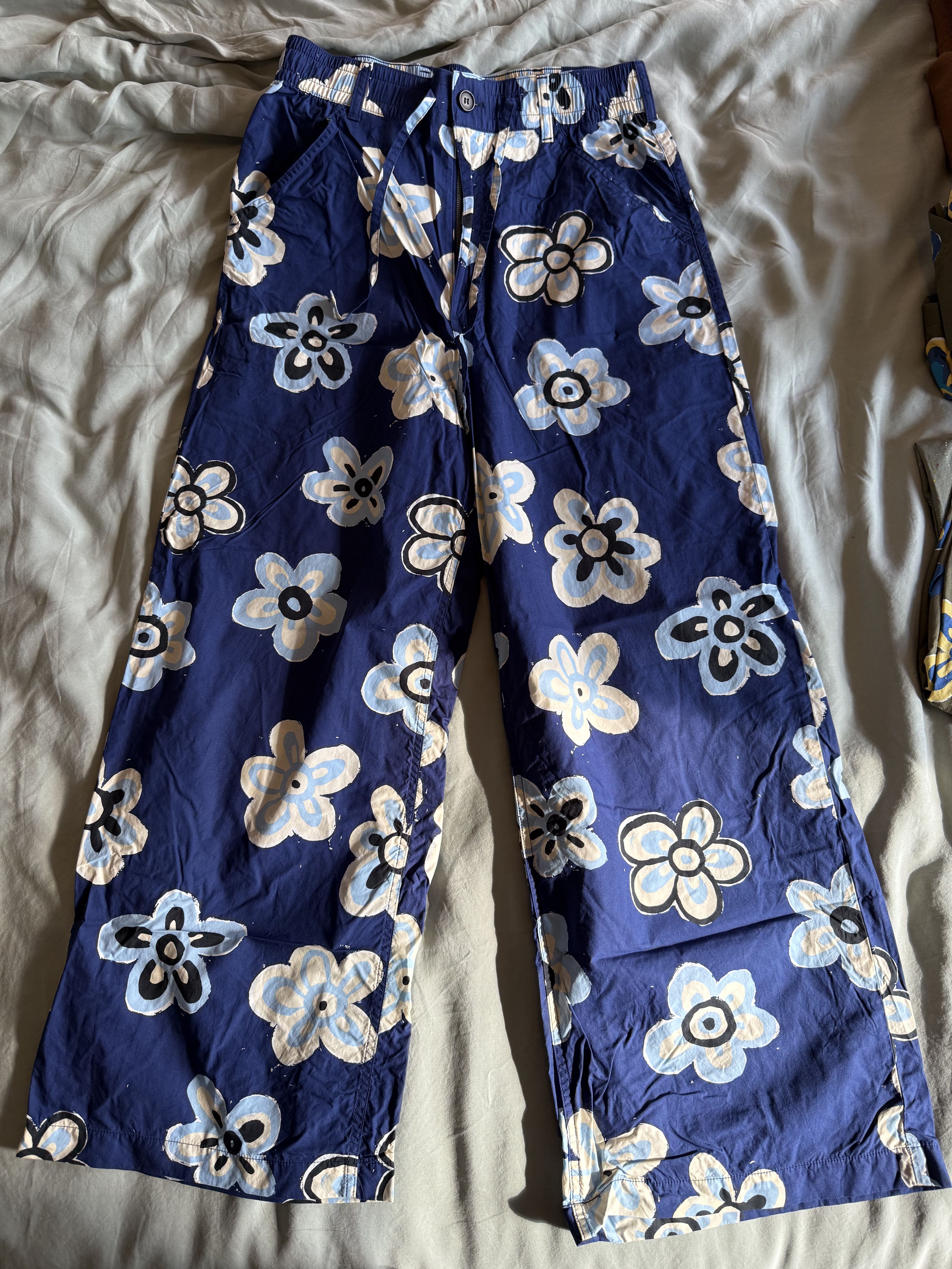 Marni × Uniqlo Marni x Uniqlo Wide Fit Blue Flower Pants Size US 32 / EU 48 - 1 Thumbnail