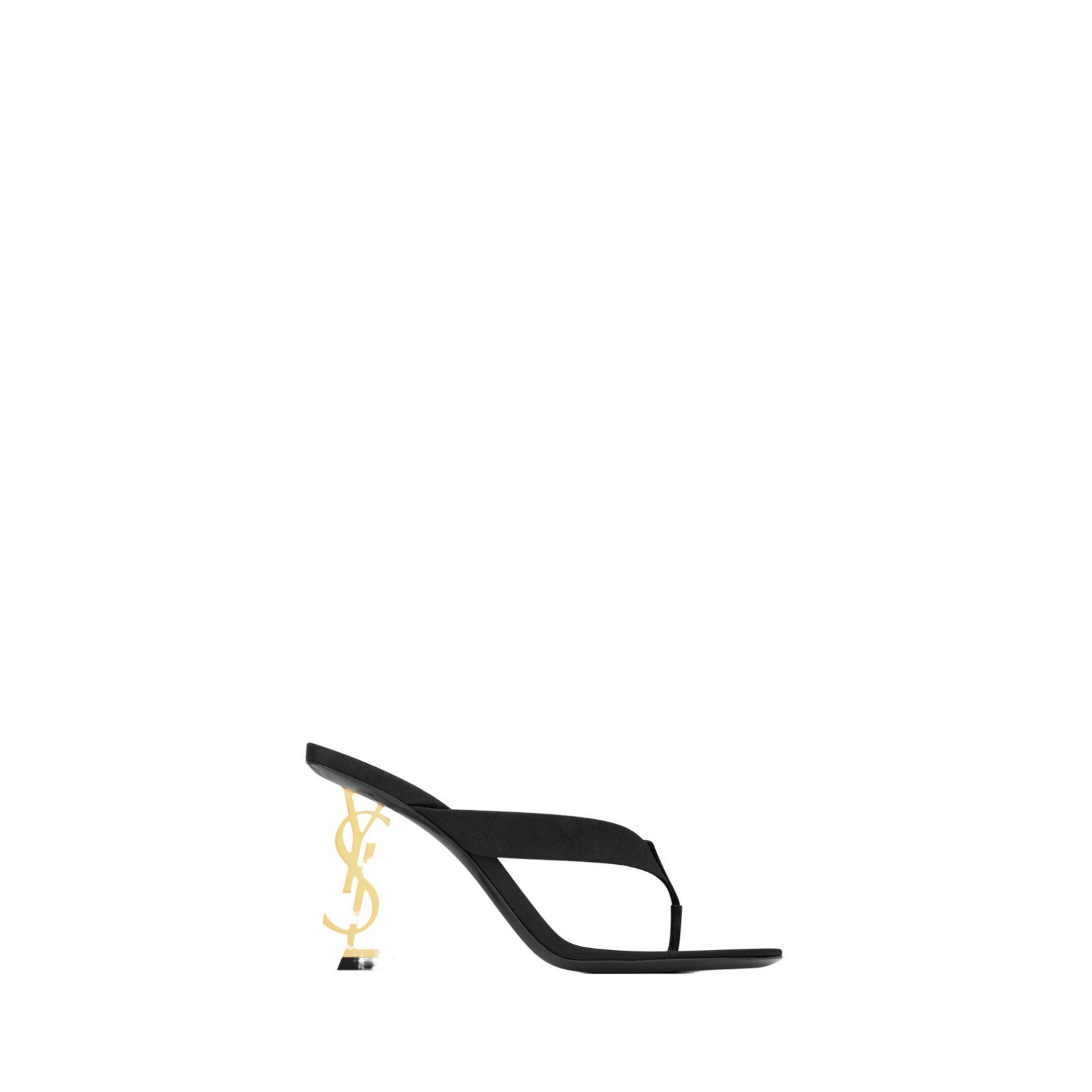 SAINT LAURENT Opyum $1300 Black Satin 85mm Mules New & Authe