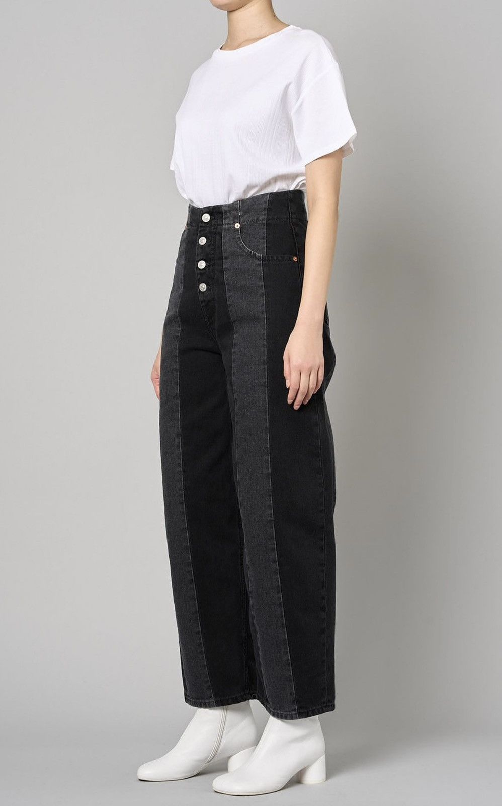 Maison Margiela Maison Margiela MM6 High waisted Button Fly Two-tone Denim Size 27" / US 4 / IT 40 - 1 Thumbnail