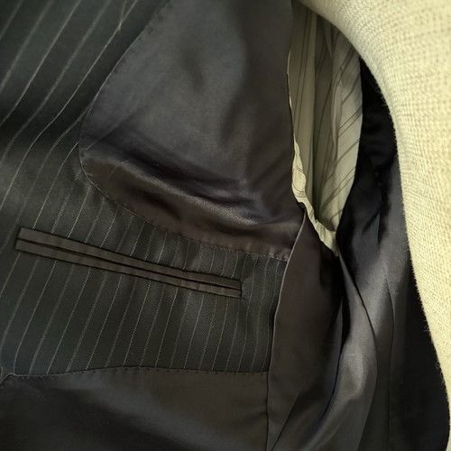 Jos. A. Bank Jos. A. Bank Mens 44L Navy Striped 100% Wool 2 Piece Suit Wi Size 44L - 12 Thumbnail