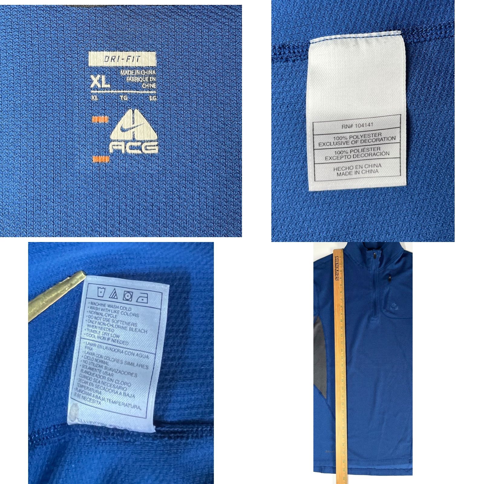 Nike Nike Dri-Fit ACG 1/4 Zip Pullover Shirt XL Blue Men’s (Long Sleeve) Activewear Pullover Zip Mock Neck Logo 100% Polyester Size US XL / EU 56 / 4 - 8 Thumbnail