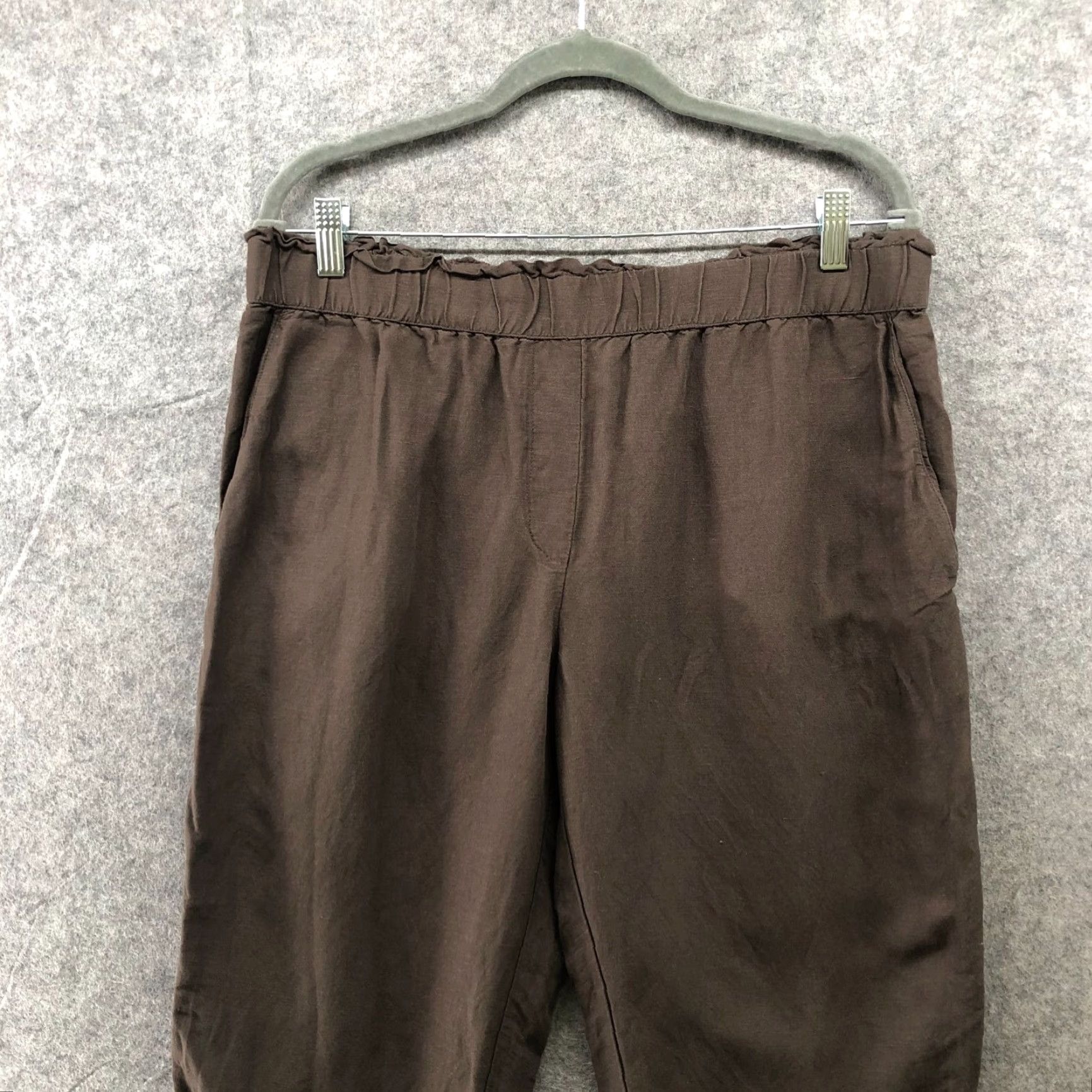 H&M H&M Linen Blend Cropped Pants Womens Size 14 Brown High Rise Tapered Casual Size 36" / US 14 / IT 50 - 3 Thumbnail